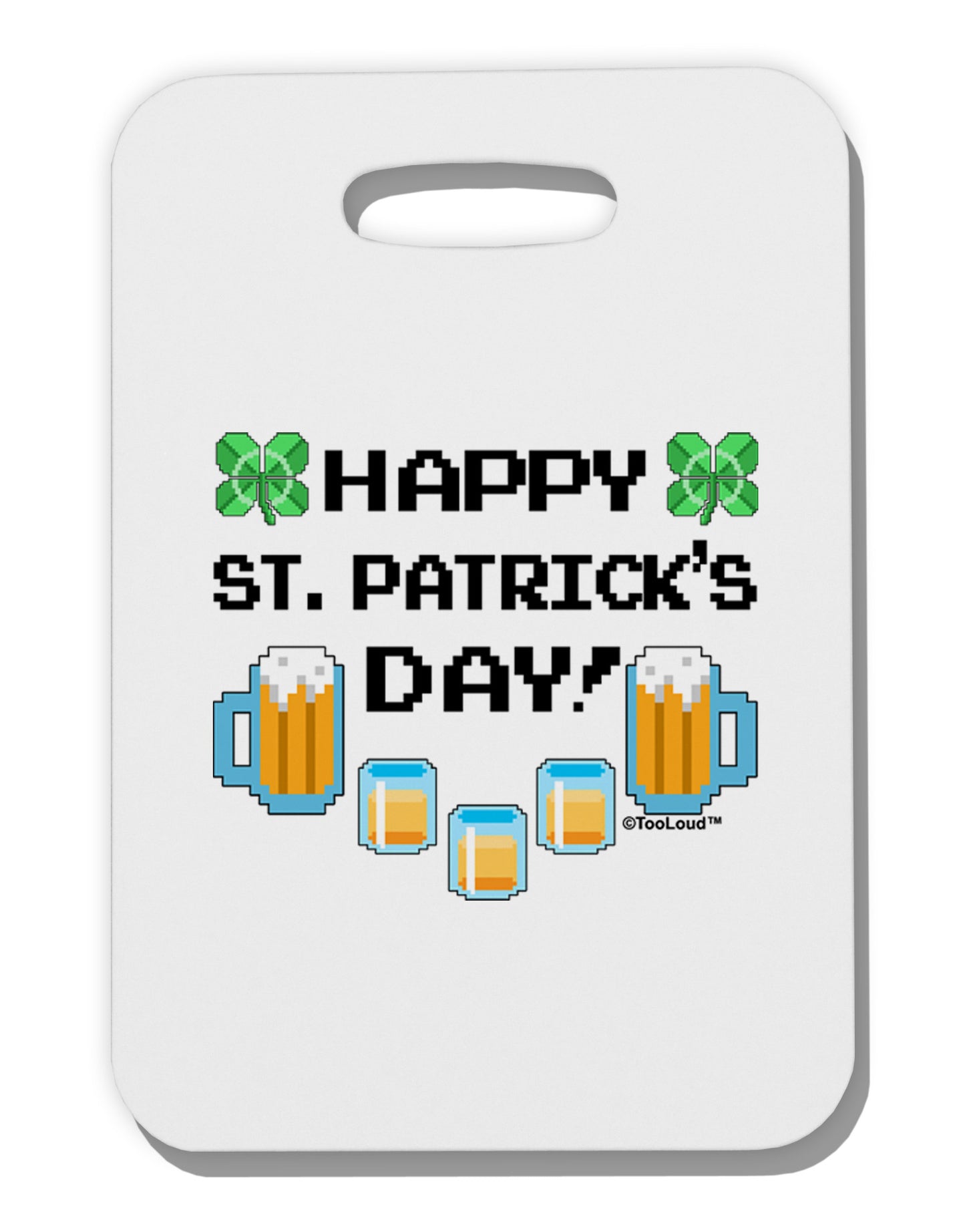 Pixel Happy St Patricks Day Thick Plastic Luggage Tag-Luggage Tag-TooLoud-White-One Size-Davson Sales