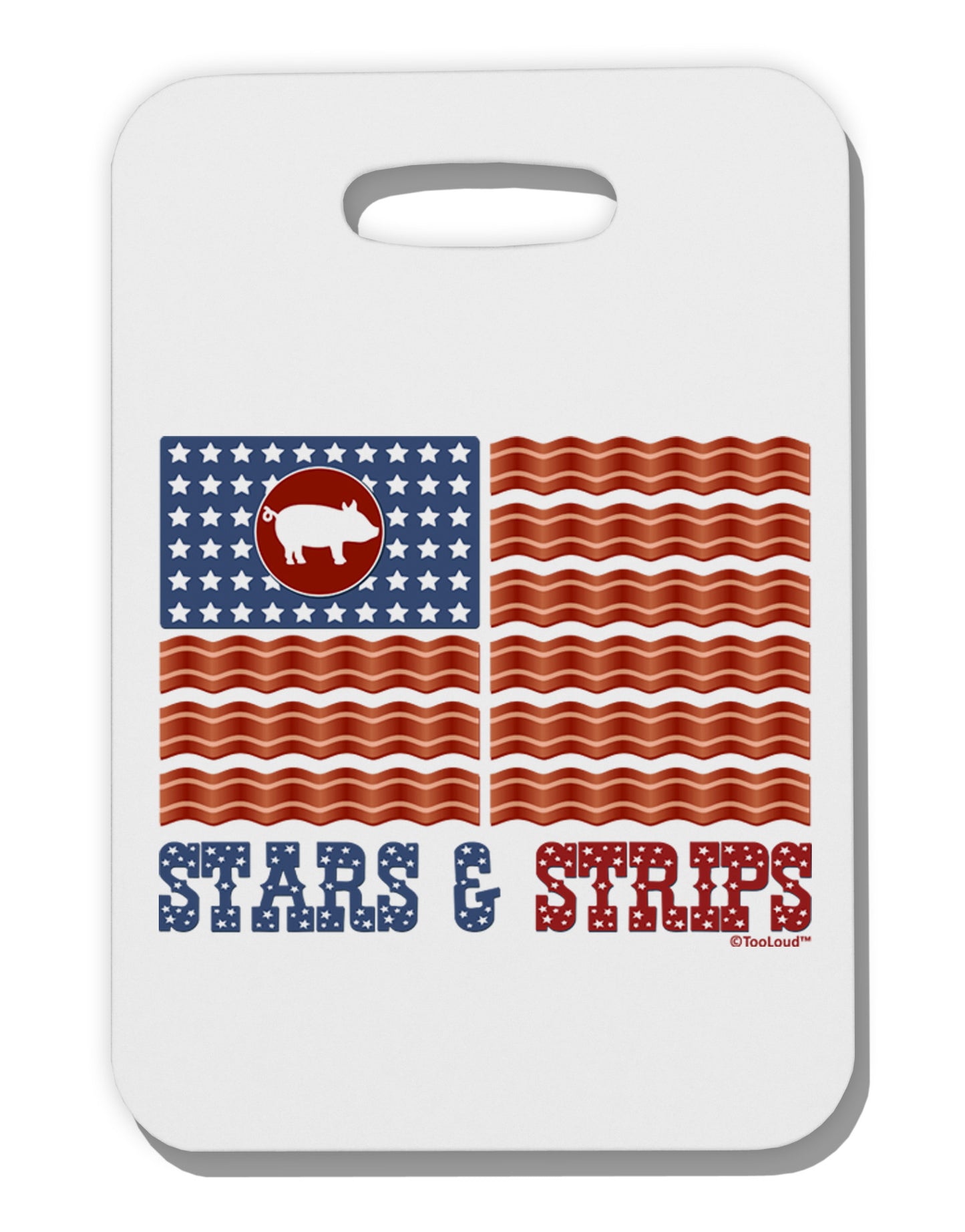 American Bacon Flag - Stars and Strips Thick Plastic Luggage Tag-Luggage Tag-TooLoud-White-One Size-Davson Sales