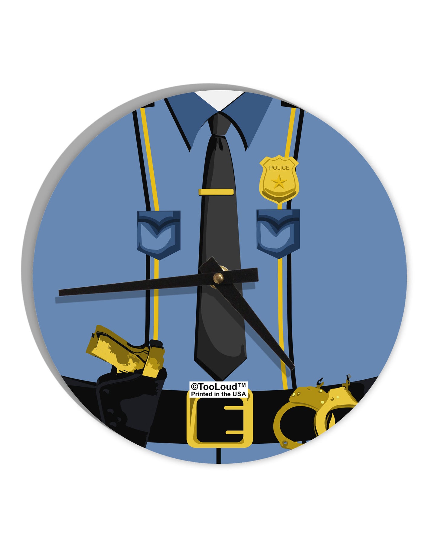 Police Blue-Gold AOP 10 InchRound Wall Clock All Over Print-Wall Clock-TooLoud-White-Davson Sales