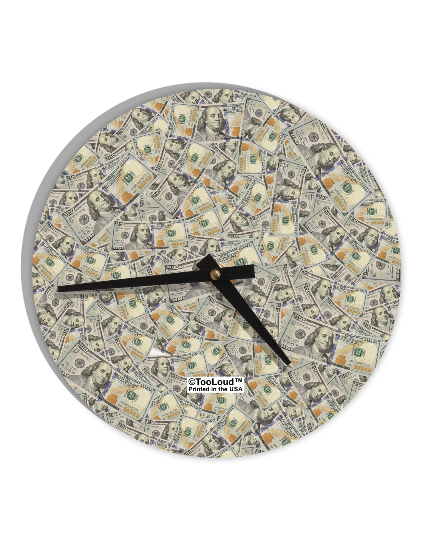 Benjamins 10 InchRound Wall Clock All Over Print by TooLoud-Wall Clock-TooLoud-White-Davson Sales