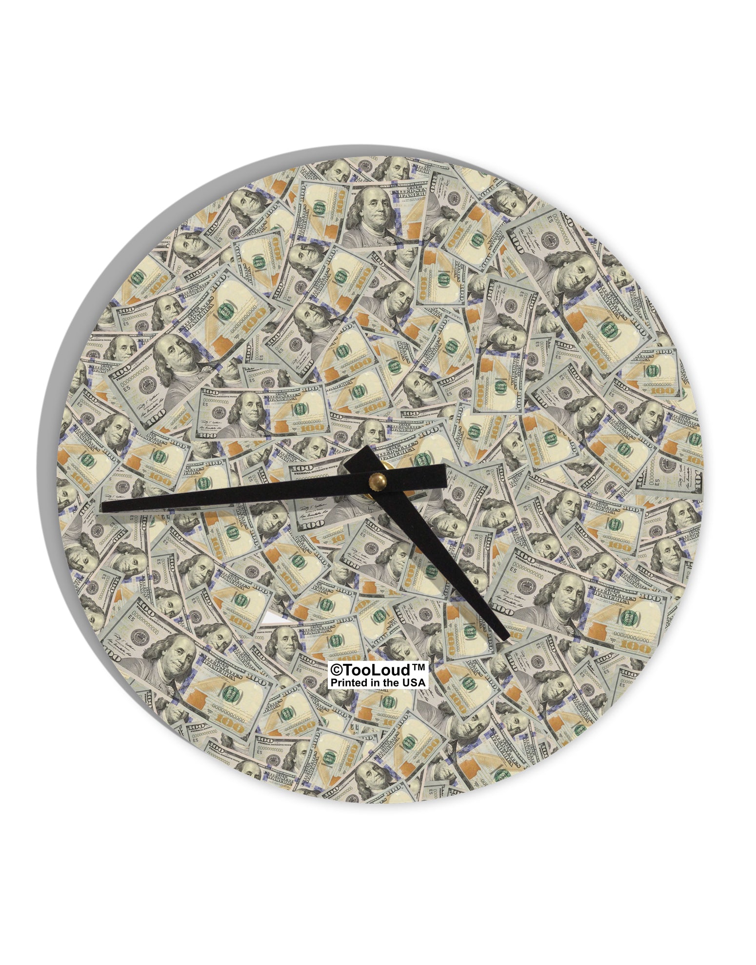 Benjamins 10 InchRound Wall Clock All Over Print by TooLoud-Wall Clock-TooLoud-White-Davson Sales