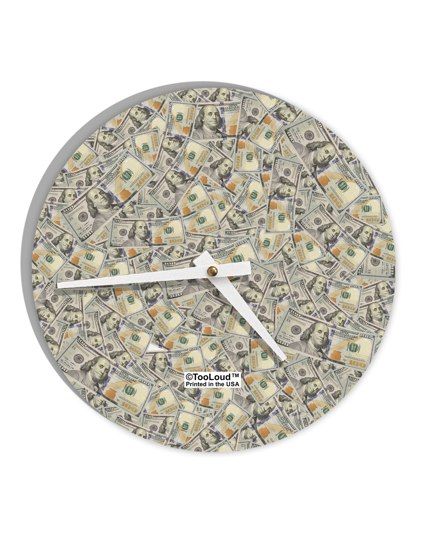 Benjamins 10 InchRound Wall Clock All Over Print by TooLoud-Wall Clock-TooLoud-White-Davson Sales