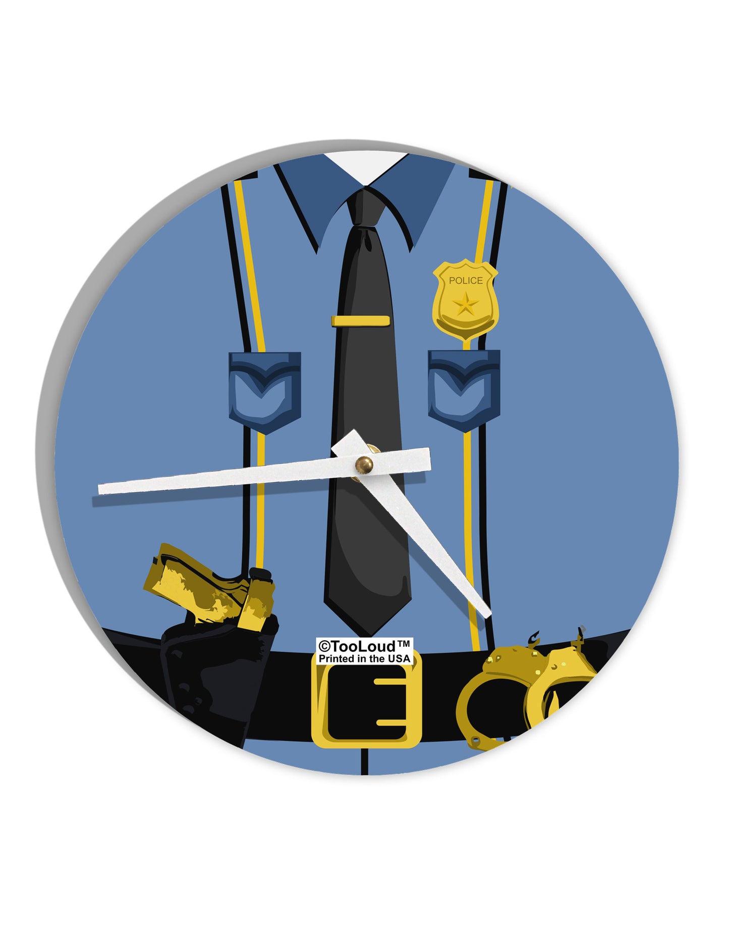 Police Blue-Gold AOP 10 InchRound Wall Clock All Over Print-Wall Clock-TooLoud-White-Davson Sales