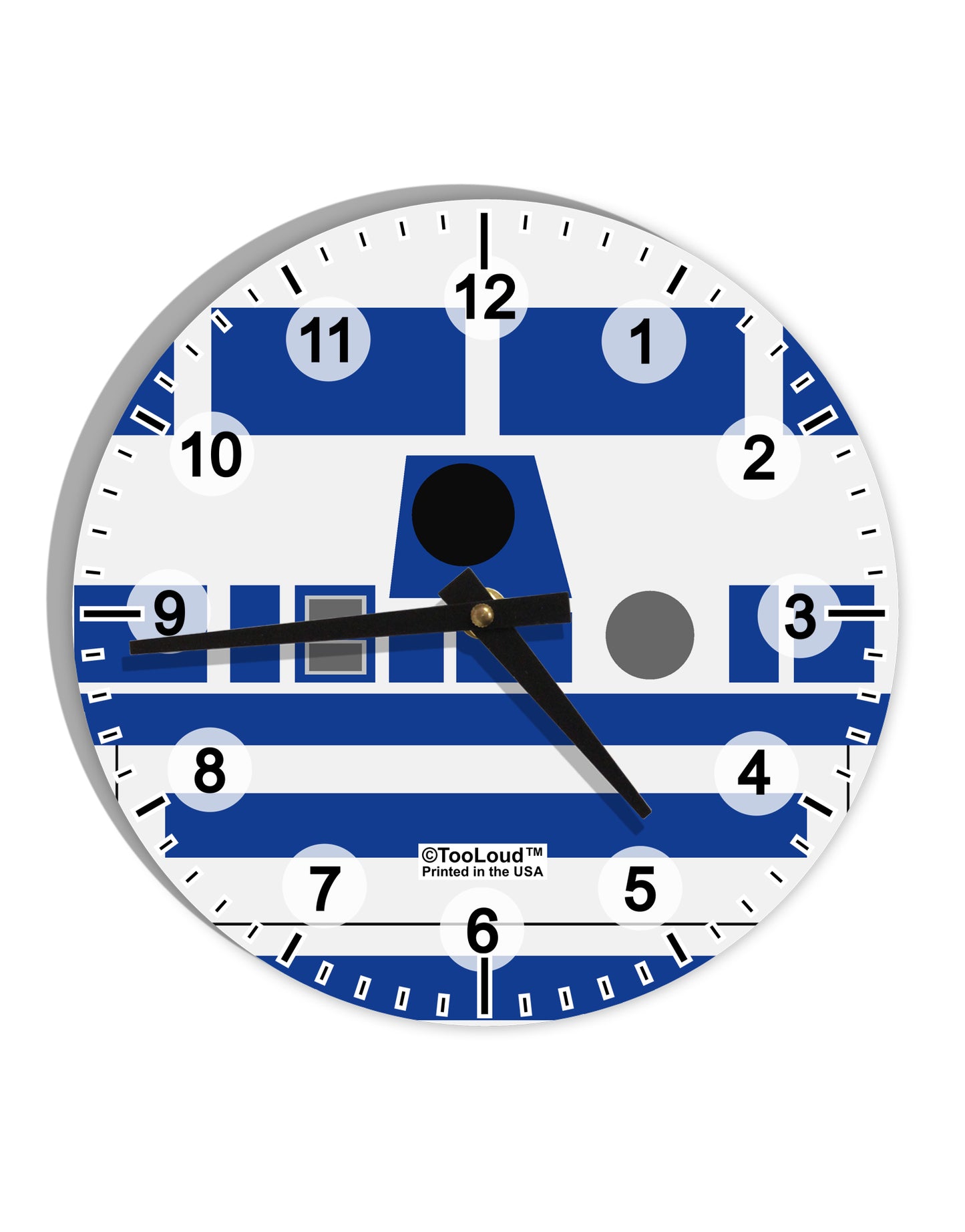 Blue and White Robot AOP 10 InchRound Wall Clock with Numbers All Over Print by TooLoud-Wall Clock-TooLoud-White-Davson Sales