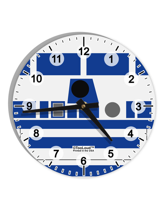 Blue and White Robot AOP 10 InchRound Wall Clock with Numbers All Over Print by TooLoud-Wall Clock-TooLoud-White-Davson Sales