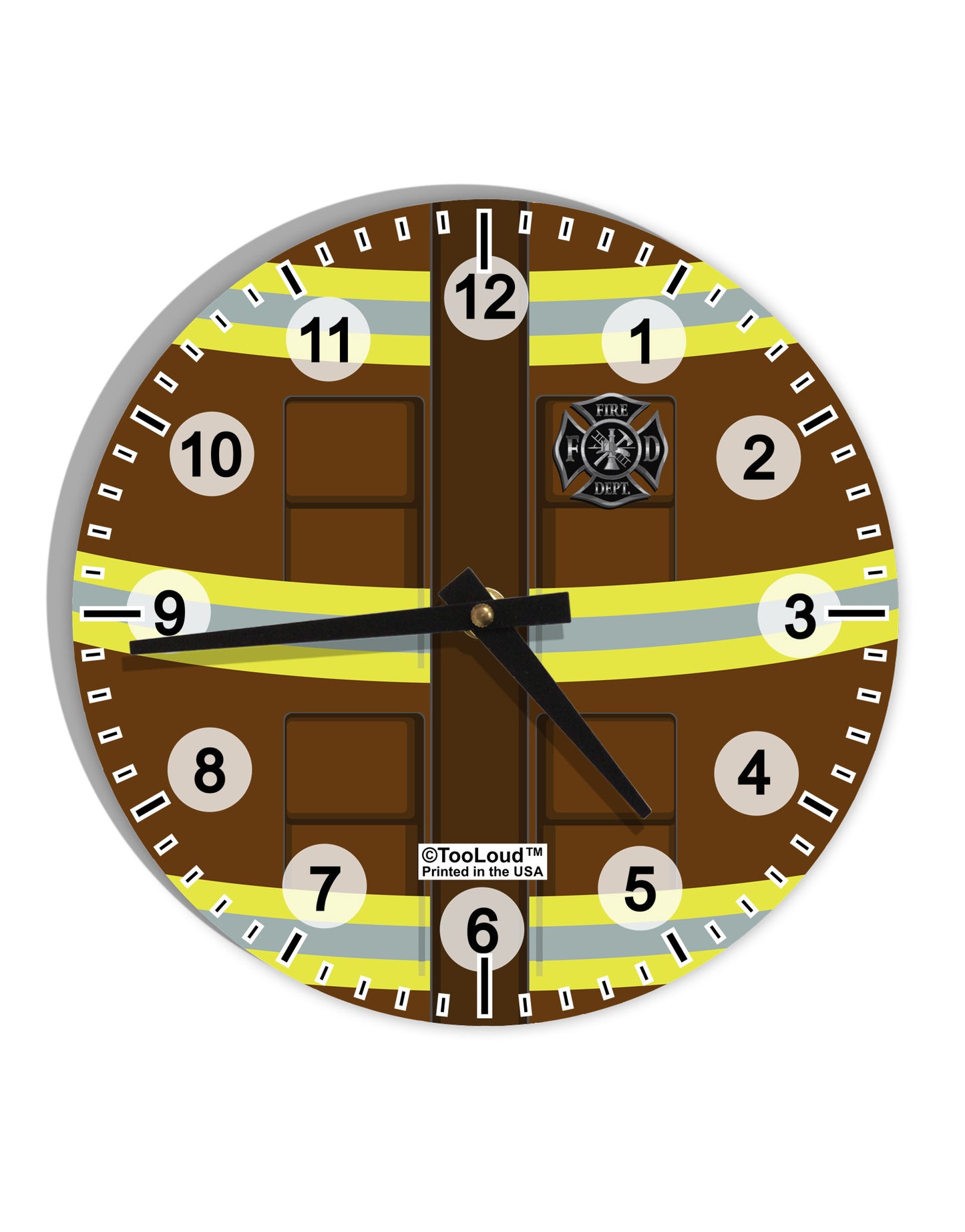 Firefighter Brown AOP 10 InchRound Wall Clock with Numbers All Over Print-Wall Clock-TooLoud-White-Davson Sales