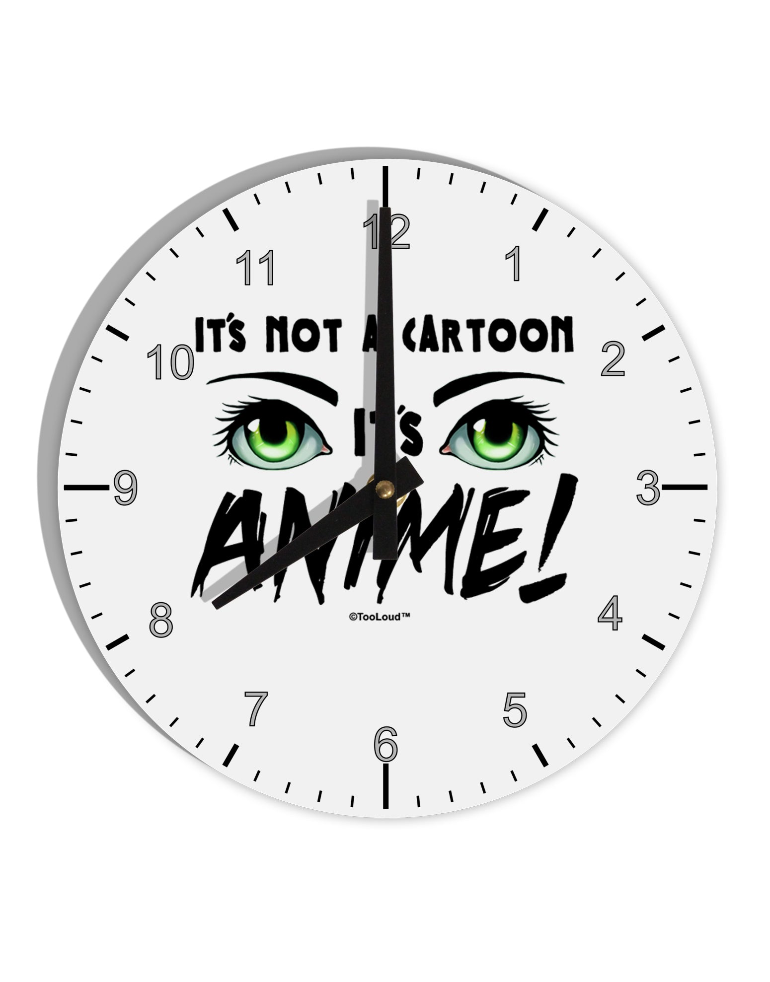 Not A Cartoon Eyes Green 10 InchRound Wall Clock with Numbers by TooLoud-Wall Clock-TooLoud-White-Davson Sales
