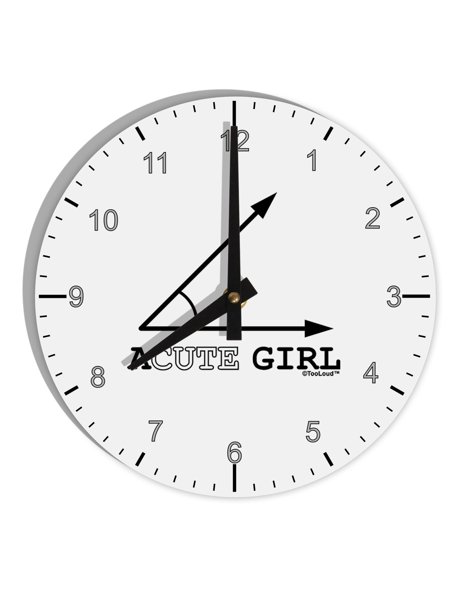 Acute Girl 10 InchRound Wall Clock with Numbers-Wall Clock-TooLoud-White-Davson Sales