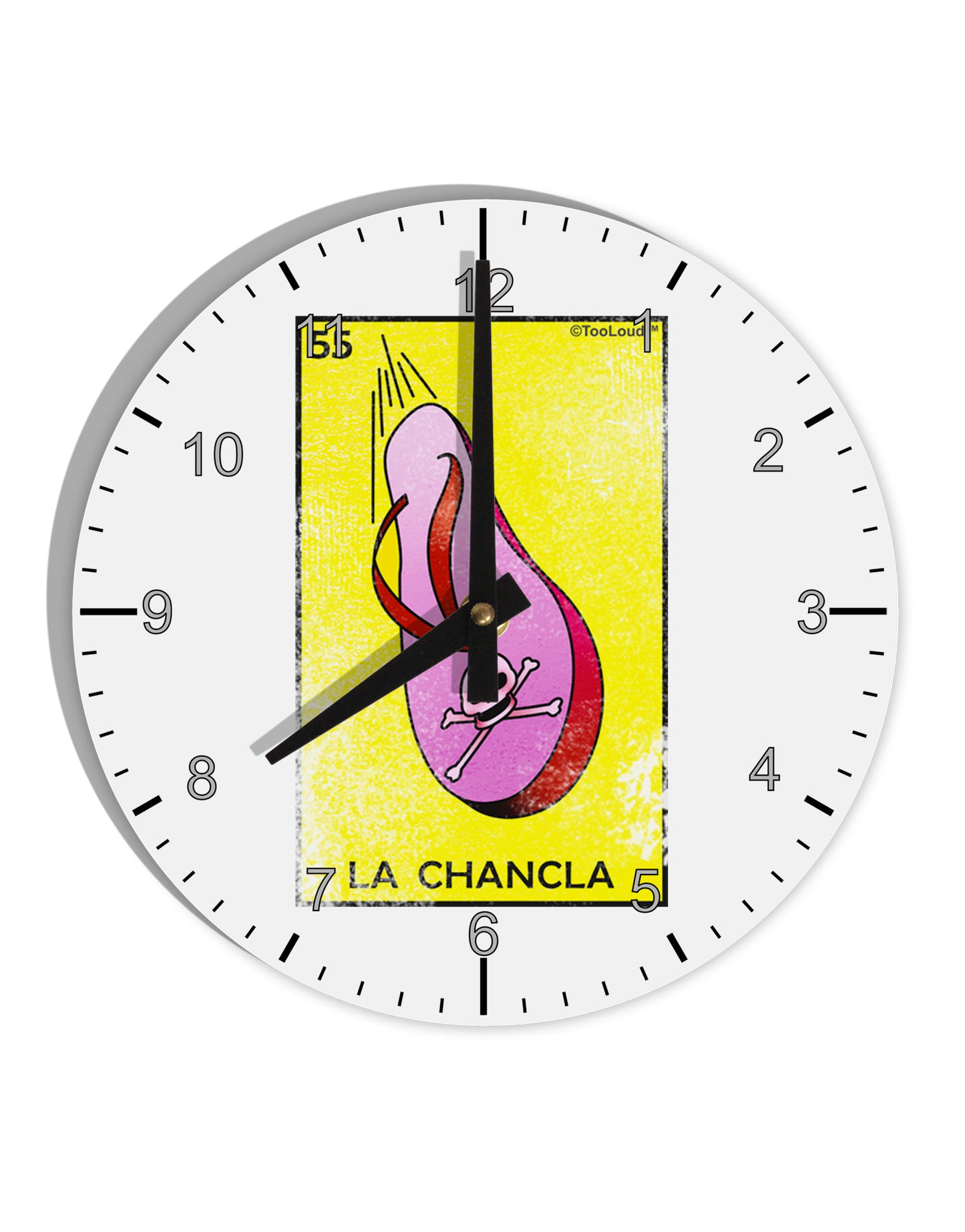 La Chancla Loteria Distressed 10 InchRound Wall Clock with Numbers by TooLoud-Wall Clock-TooLoud-White-Davson Sales