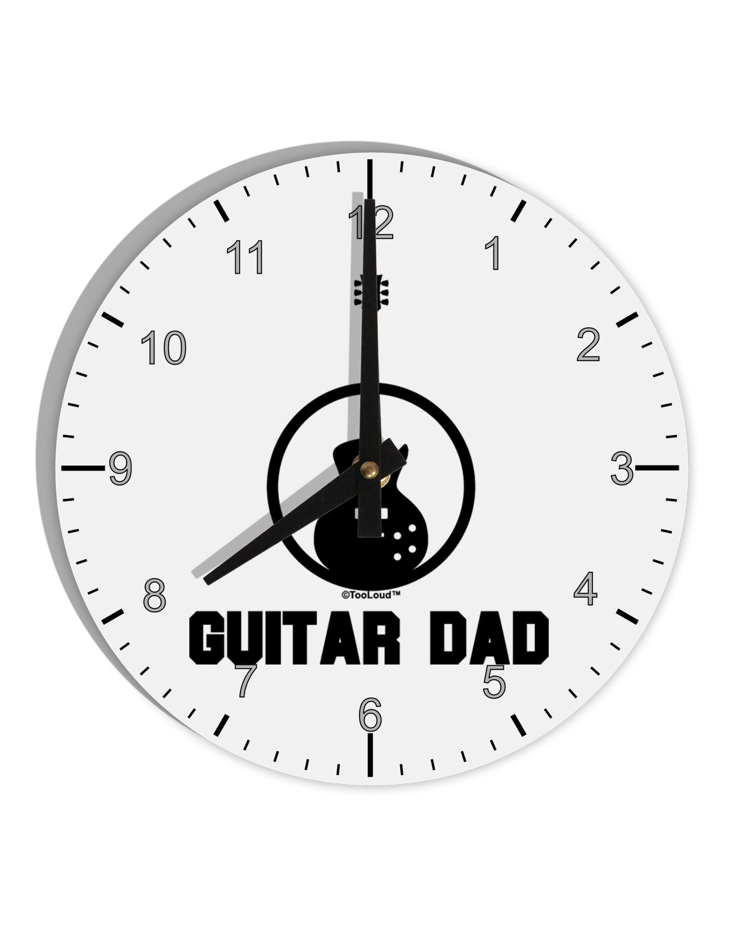 Guitar Dad 10 InchRound Wall Clock with Numbers by TooLoud-Wall Clock-TooLoud-White-Davson Sales