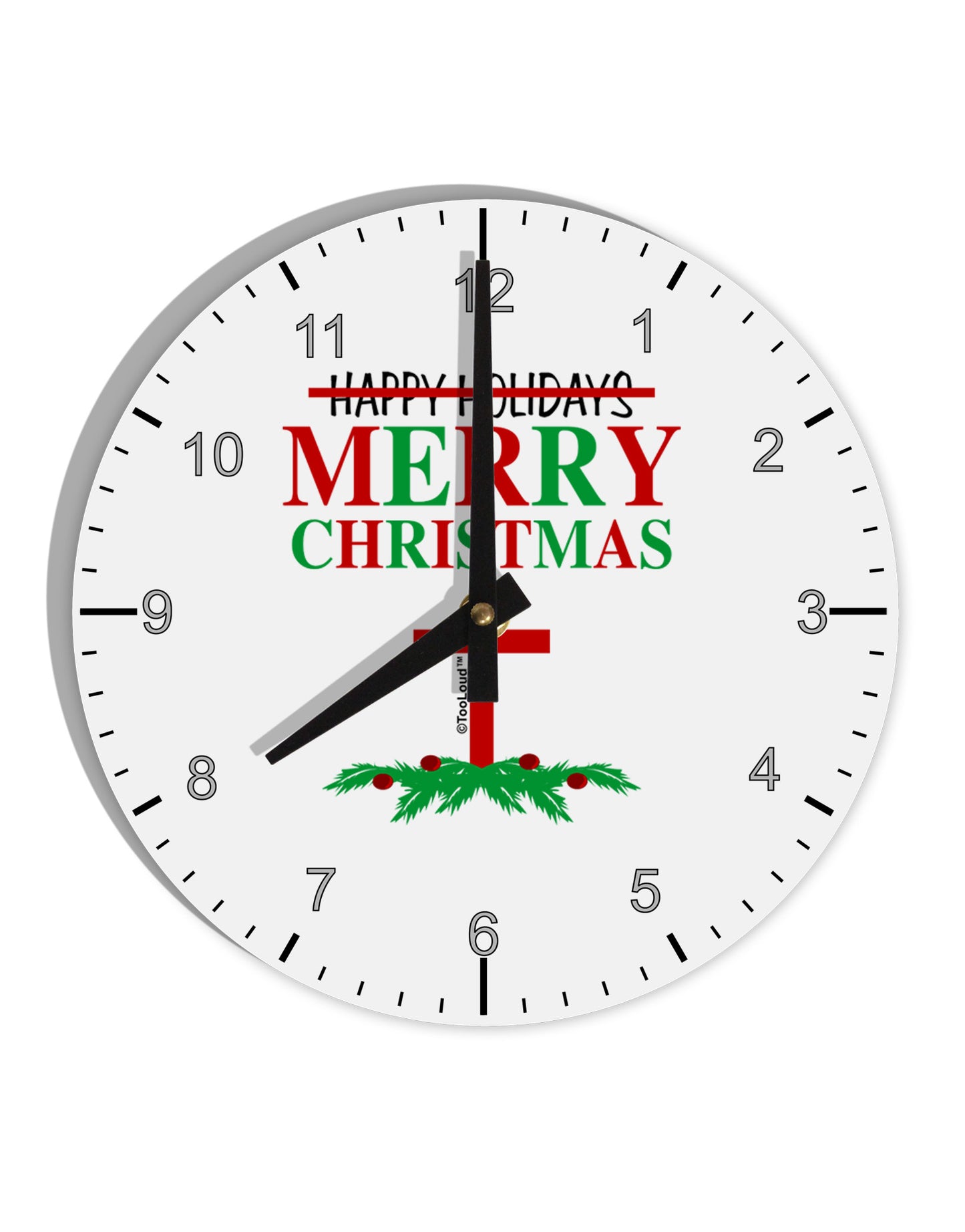 No Happy Holidays, Merry Christmas 10 InchRound Wall Clock with Numbers-Wall Clock-TooLoud-White-Davson Sales