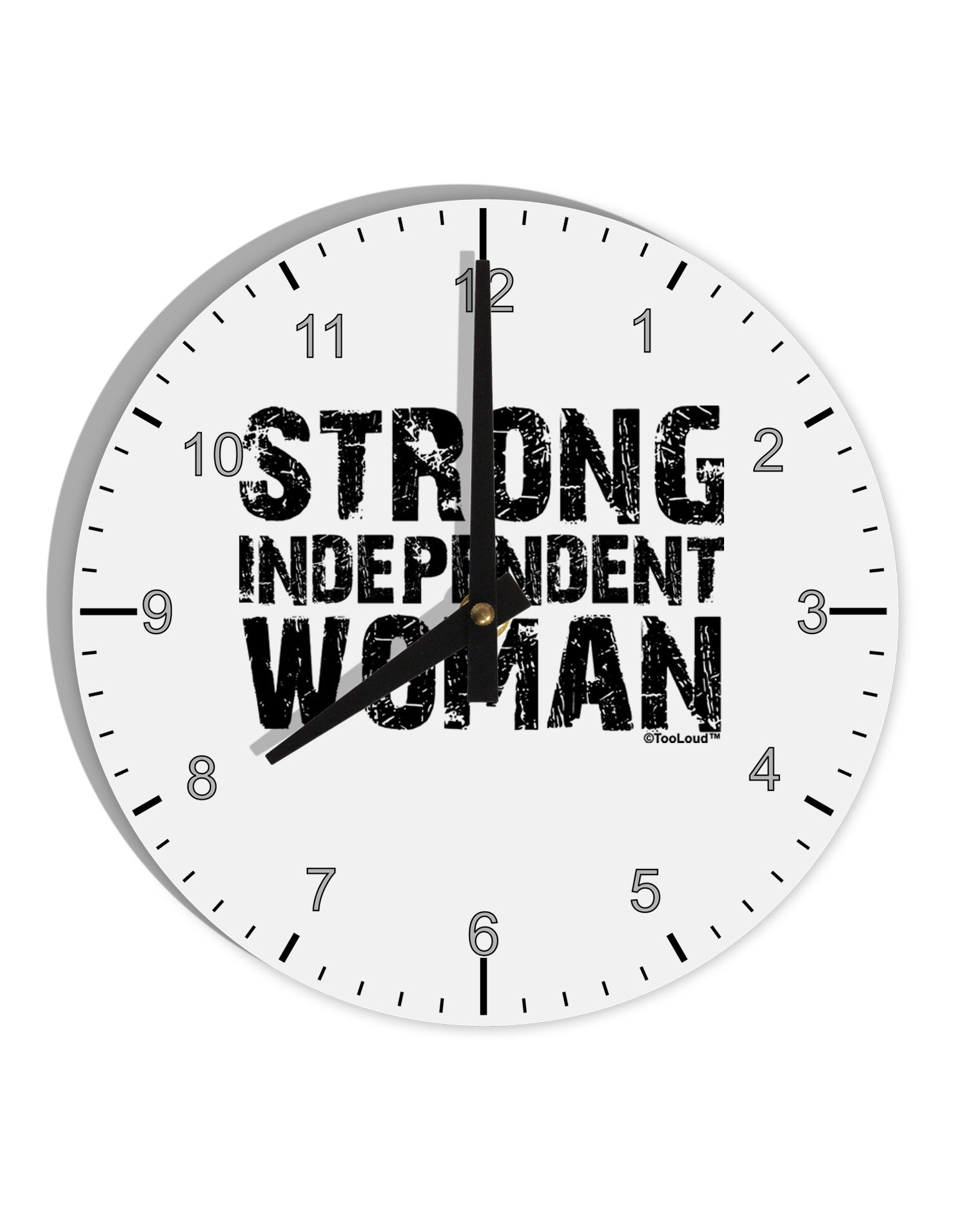 Strong Independent Woman 10 InchRound Wall Clock with Numbers-Wall Clock-TooLoud-White-Davson Sales