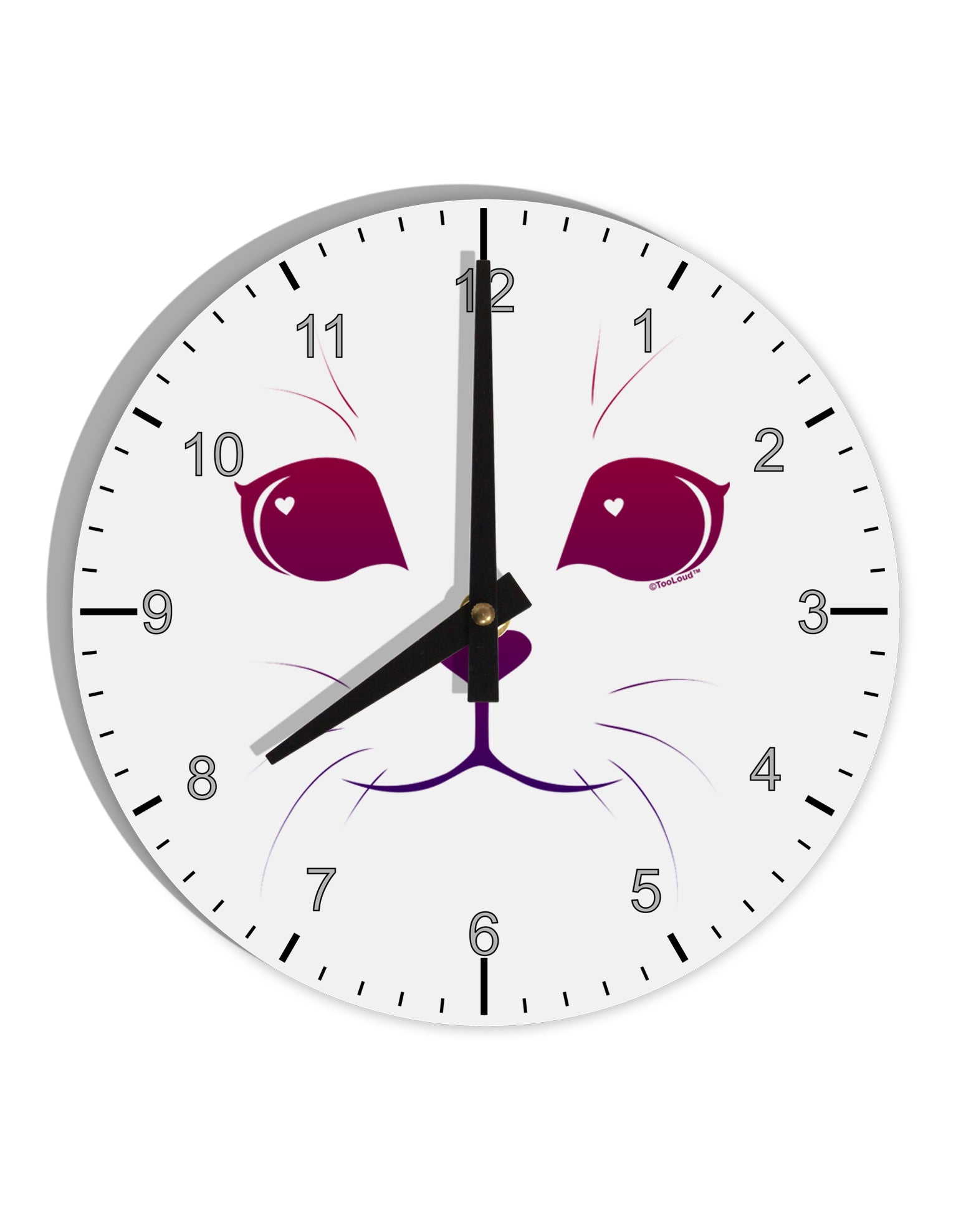 Heart Kitten 10 InchRound Wall Clock with Numbers by TooLoud-Wall Clock-TooLoud-White-Davson Sales