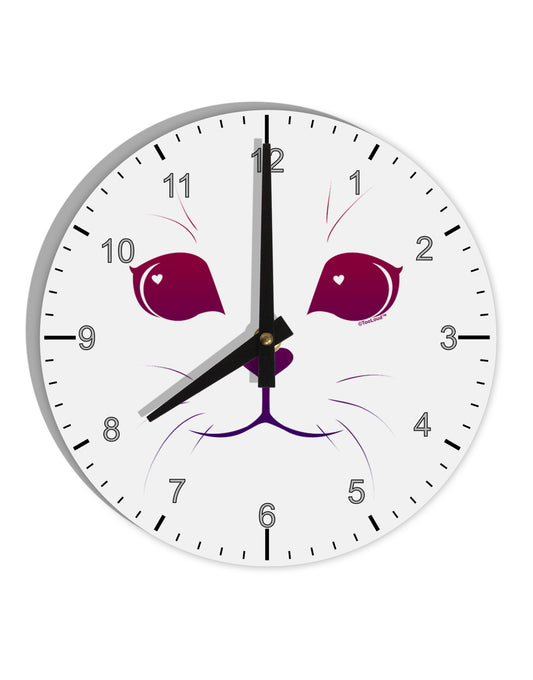 Heart Kitten 10 InchRound Wall Clock with Numbers by TooLoud-Wall Clock-TooLoud-White-Davson Sales