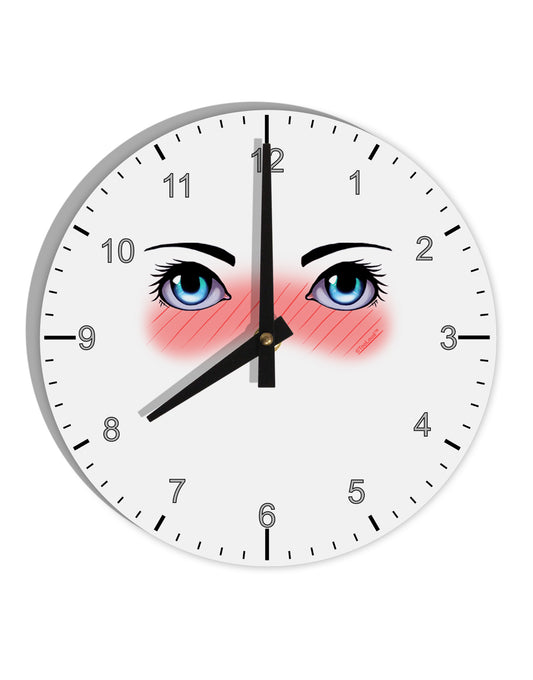 Blushing Anime Eyes 10 InchRound Wall Clock with Numbers by TooLoud-Wall Clock-TooLoud-White-Davson Sales