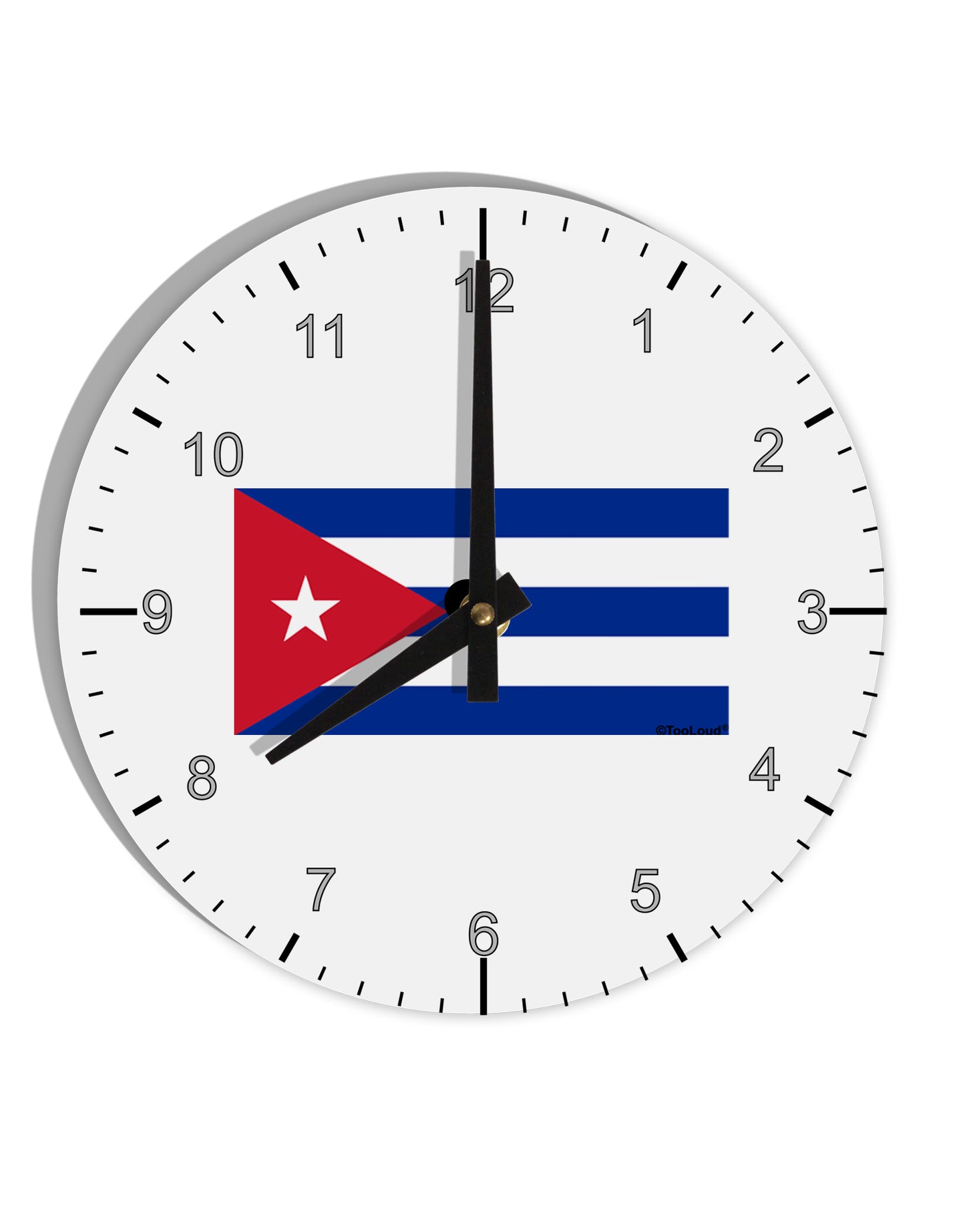 Cuba Flag Cubana 10 InchRound Wall Clock with Numbers by TooLoud-Wall Clock-TooLoud-White-Davson Sales