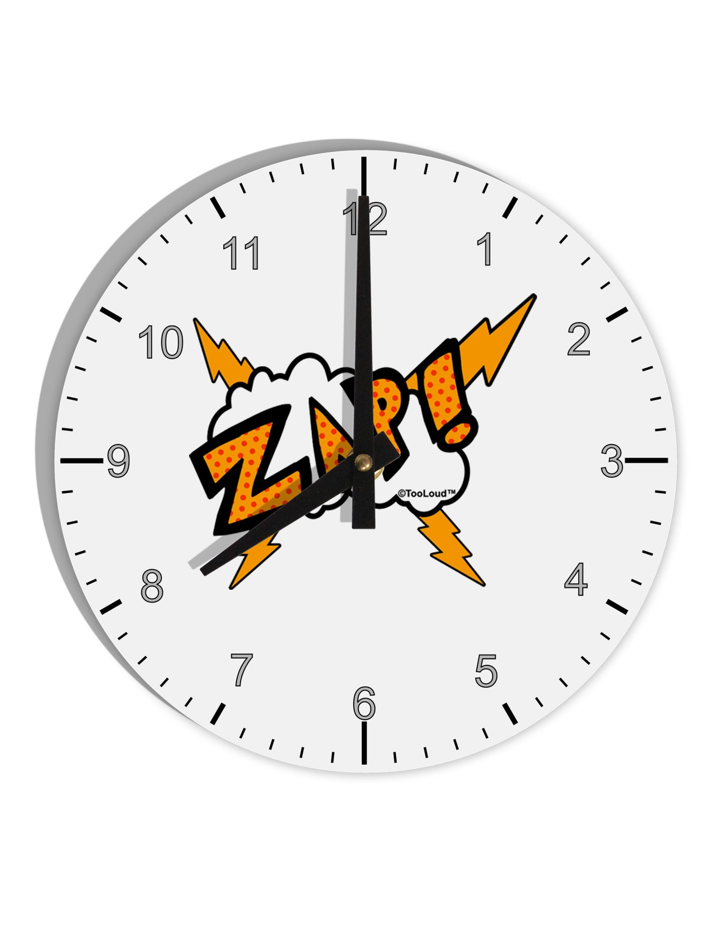 Onomatopoeia ZAP 10 InchRound Wall Clock with Numbers-Wall Clock-TooLoud-White-Davson Sales