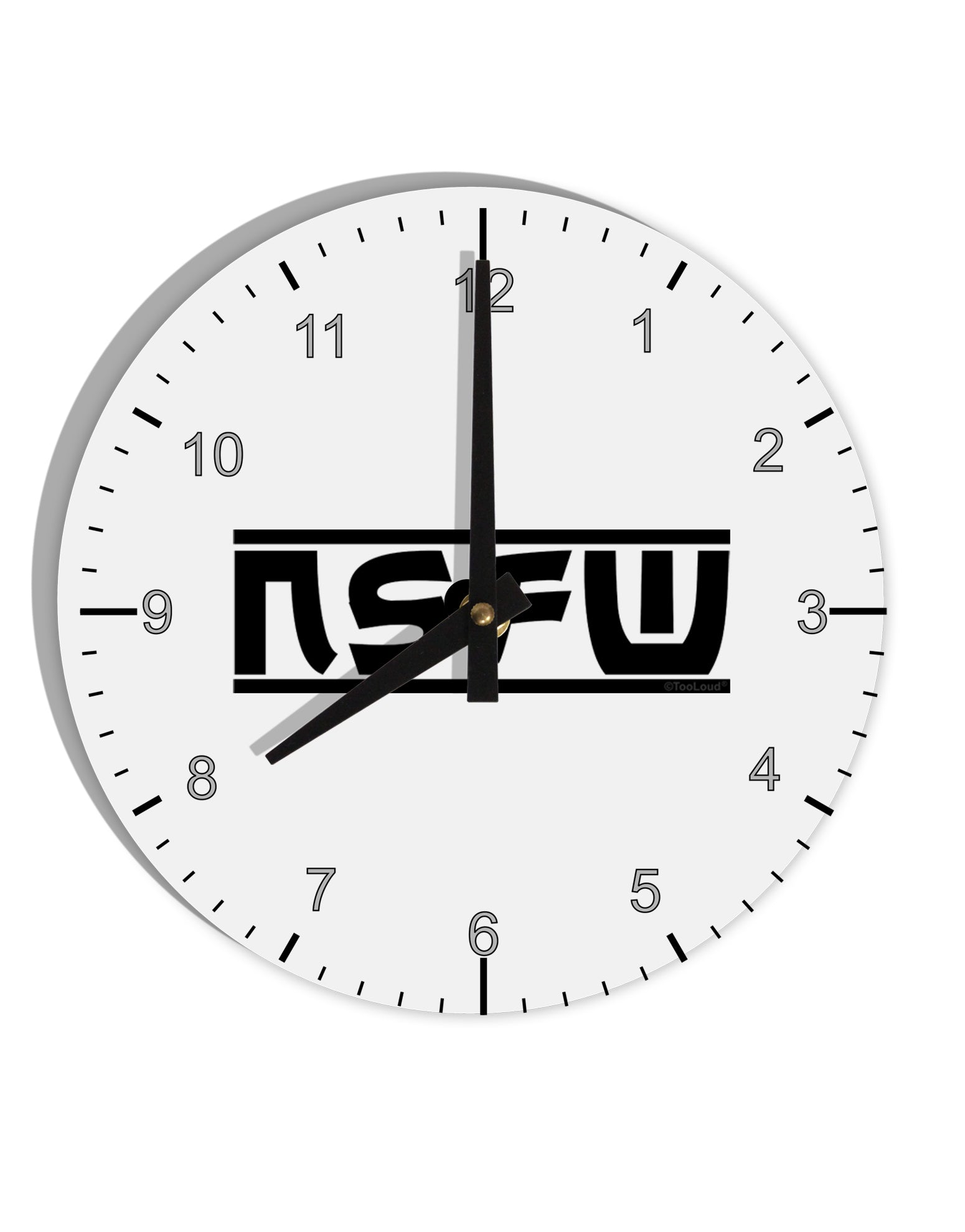 NSFW Not Safe For Work 10 InchRound Wall Clock with Numbers by TooLoud-Wall Clock-TooLoud-White-Davson Sales