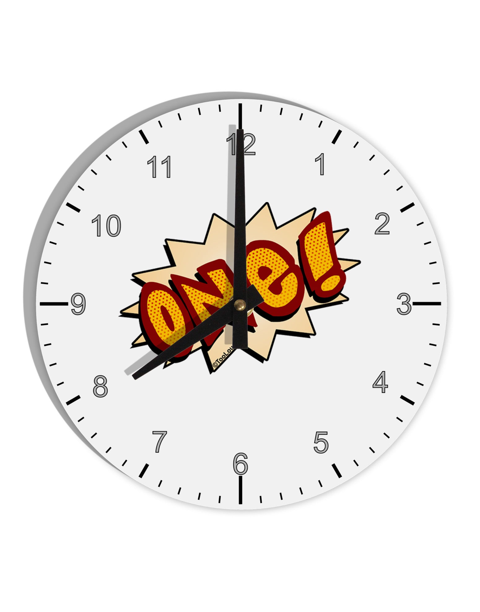 Onomatopoeia One Birthday 10 InchRound Wall Clock with Numbers-Wall Clock-TooLoud-White-Davson Sales