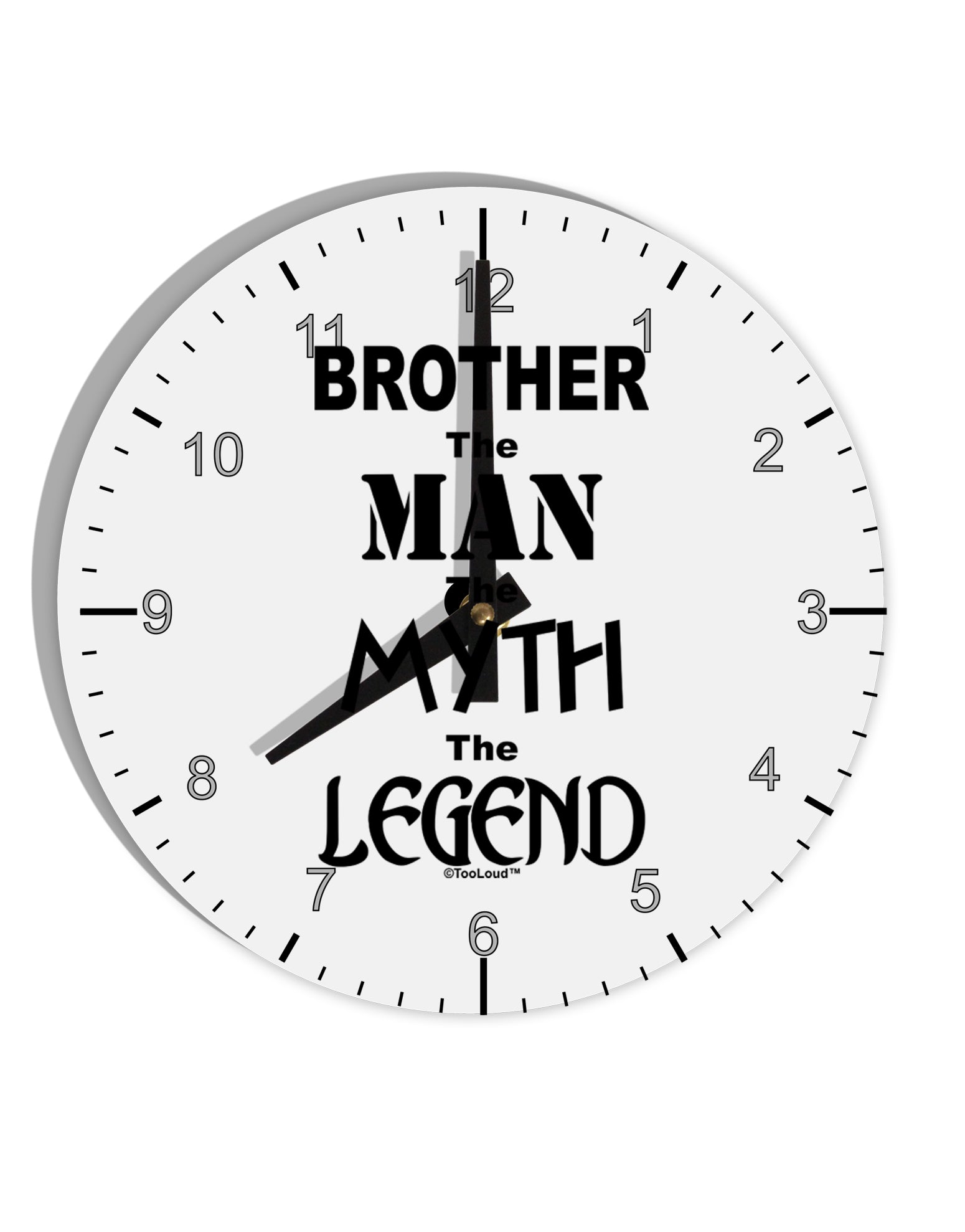 Brother The Man The Myth The Legend 10 InchRound Wall Clock with Numbers by TooLoud-Wall Clock-TooLoud-White-Davson Sales