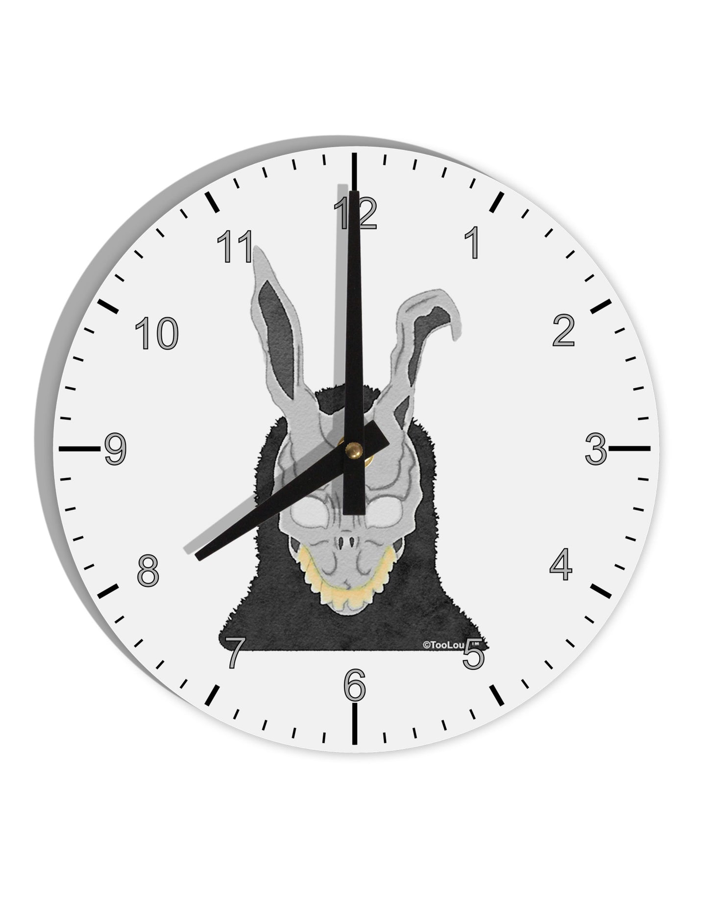 Scary Buny Face Watercolor 10 InchRound Wall Clock with Numbers-Wall Clock-TooLoud-White-Davson Sales