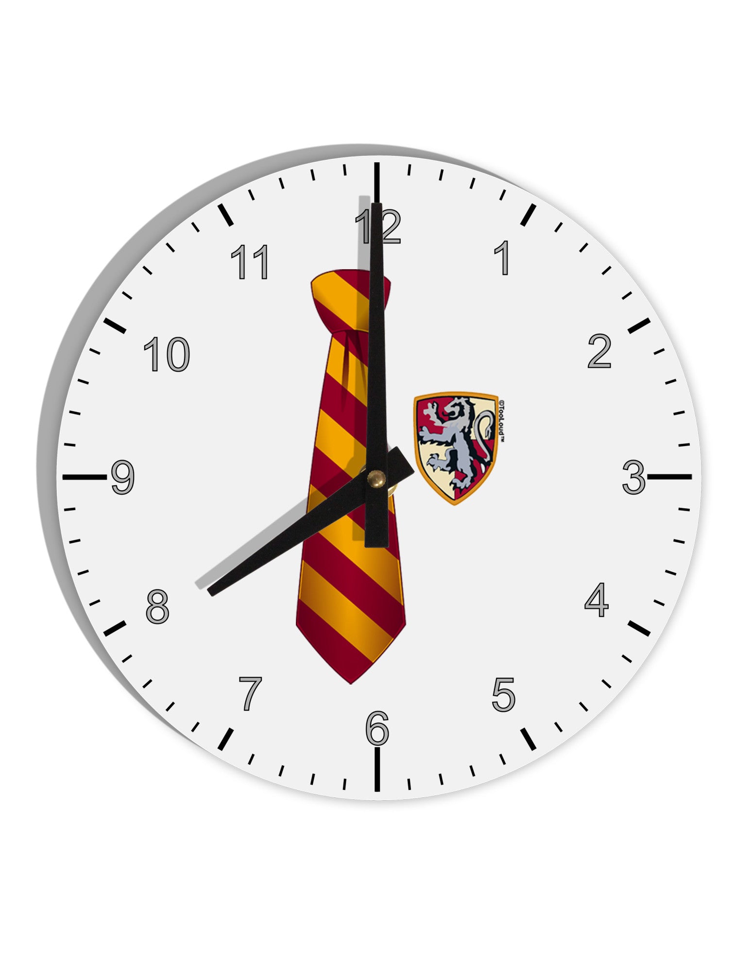 Wizard Tie Red and Yellow 10 InchRound Wall Clock with Numbers-Wall Clock-TooLoud-White-Davson Sales