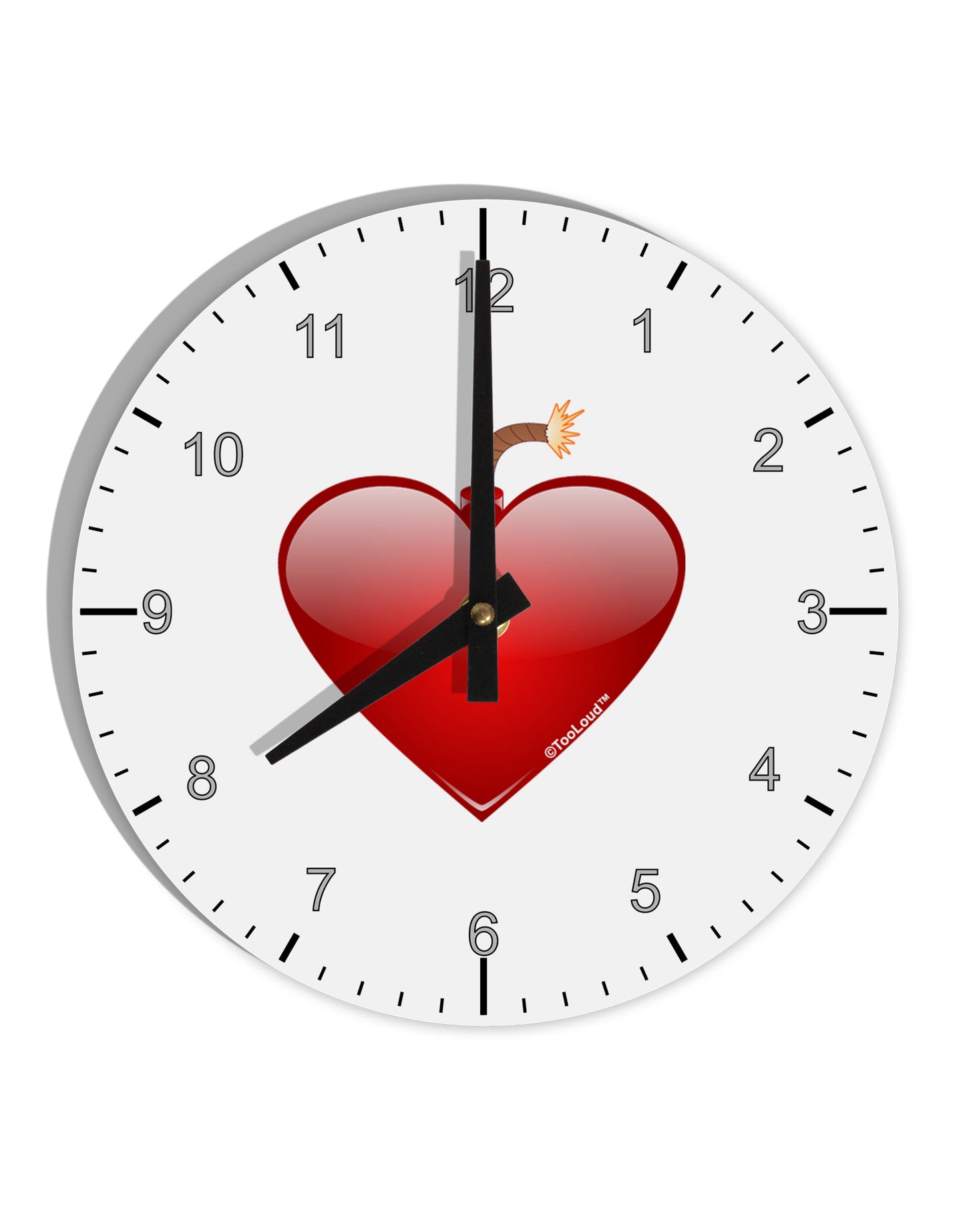 Love Bomb 10 InchRound Wall Clock with Numbers-Wall Clock-TooLoud-White-Davson Sales