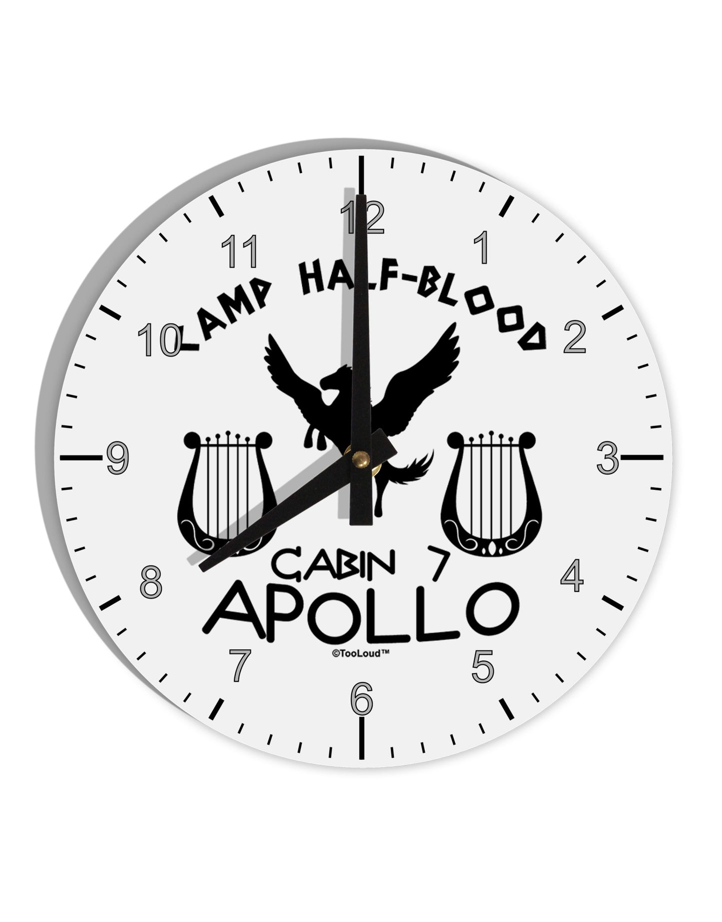 Cabin 7 Apollo Camp Half Blood 10 InchRound Wall Clock with Numbers-Wall Clock-TooLoud-White-Davson Sales