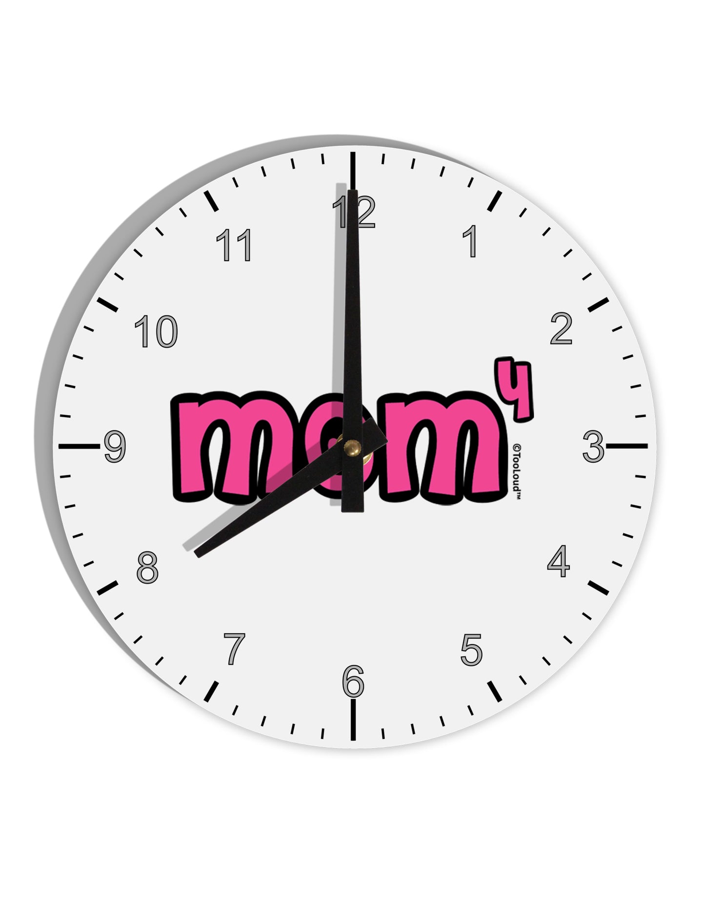 Mom to the Fourth Power - Cute Mom of 4 Design 10 InchRound Wall Clock with Numbers by TooLoud-Wall Clock-TooLoud-White-Davson Sales