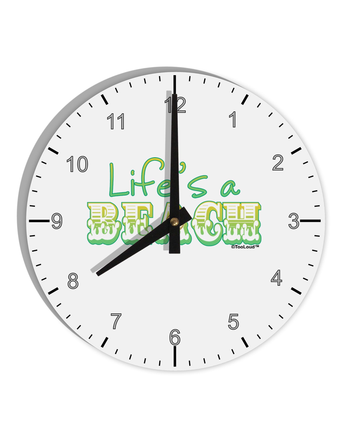 Lifes a Beach Color 10 InchRound Wall Clock with Numbers by TooLoud-Wall Clock-TooLoud-White-Davson Sales