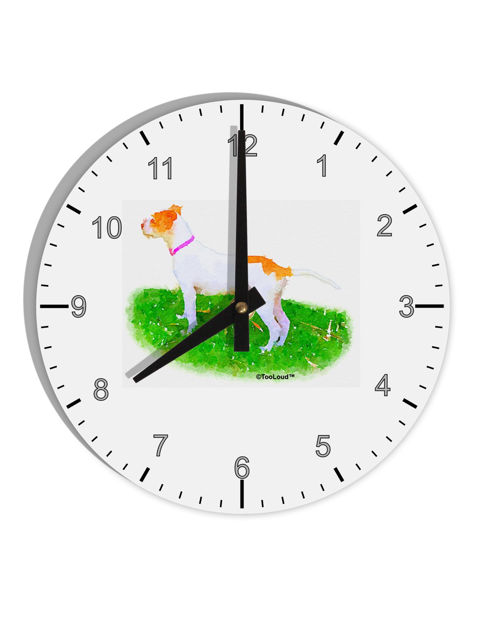 TooLoud Vigilant Dog Watercolor 10 InchRound Wall Clock with Numbers-Wall Clock-TooLoud-White-Davson Sales