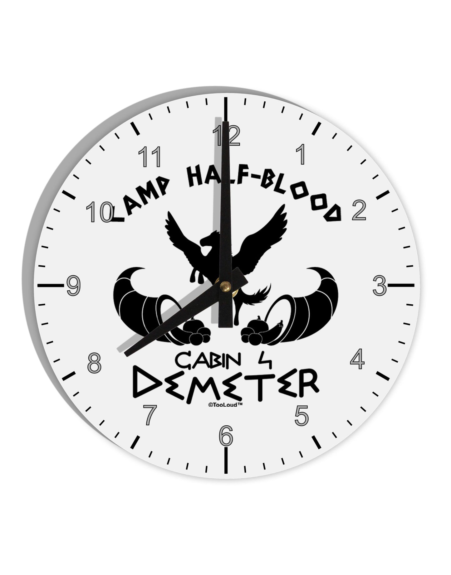 Cabin 4 Demeter Camp Half Blood 10 InchRound Wall Clock with Numbers-Wall Clock-TooLoud-White-Davson Sales