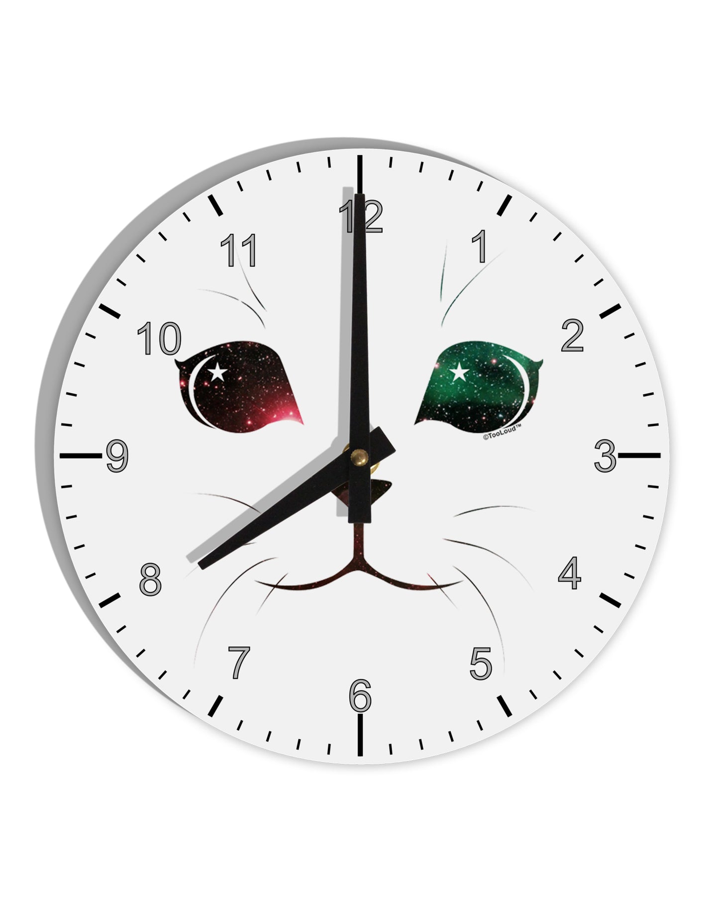 Adorable Space Cat 10 InchRound Wall Clock with Numbers by TooLoud-Wall Clock-TooLoud-White-Davson Sales