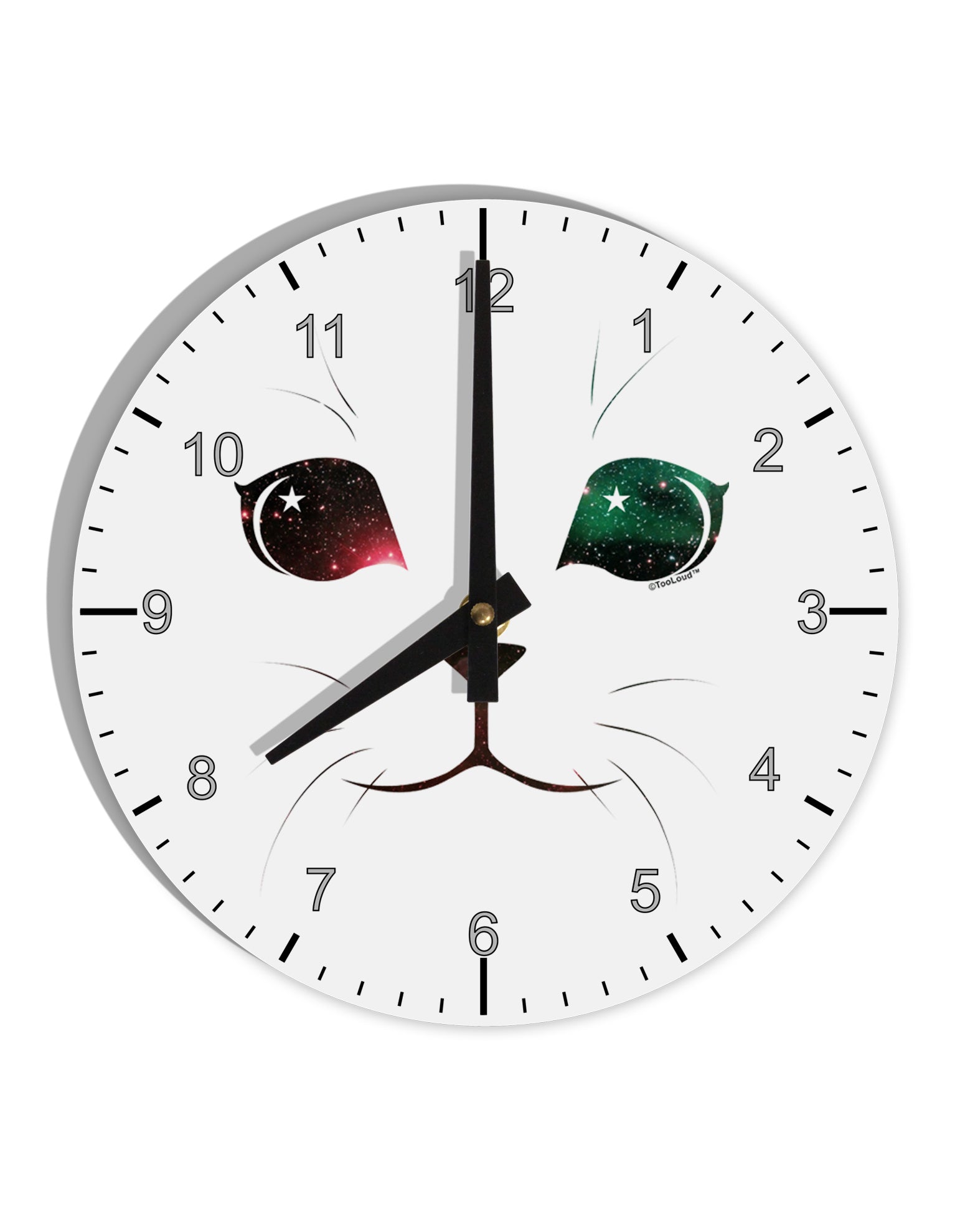 Adorable Space Cat 10 InchRound Wall Clock with Numbers by TooLoud-Wall Clock-TooLoud-White-Davson Sales