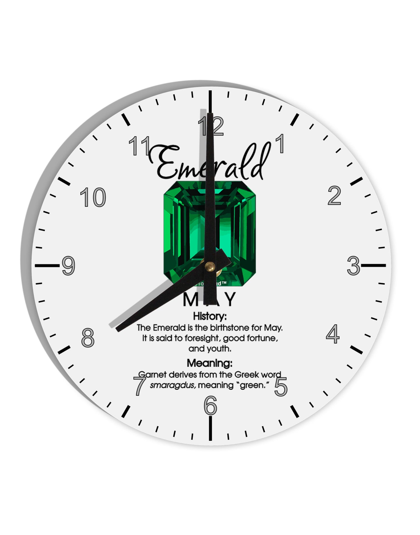Birthstone Emerald 10 InchRound Wall Clock with Numbers by TooLoud-Wall Clock-TooLoud-White-Davson Sales