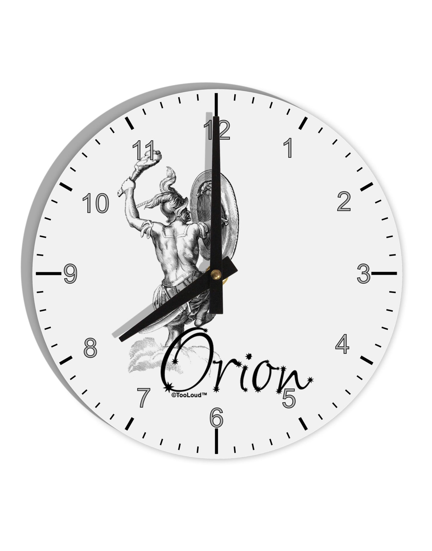 Orion Illustration 10 InchRound Wall Clock with Numbers-Wall Clock-TooLoud-White-Davson Sales