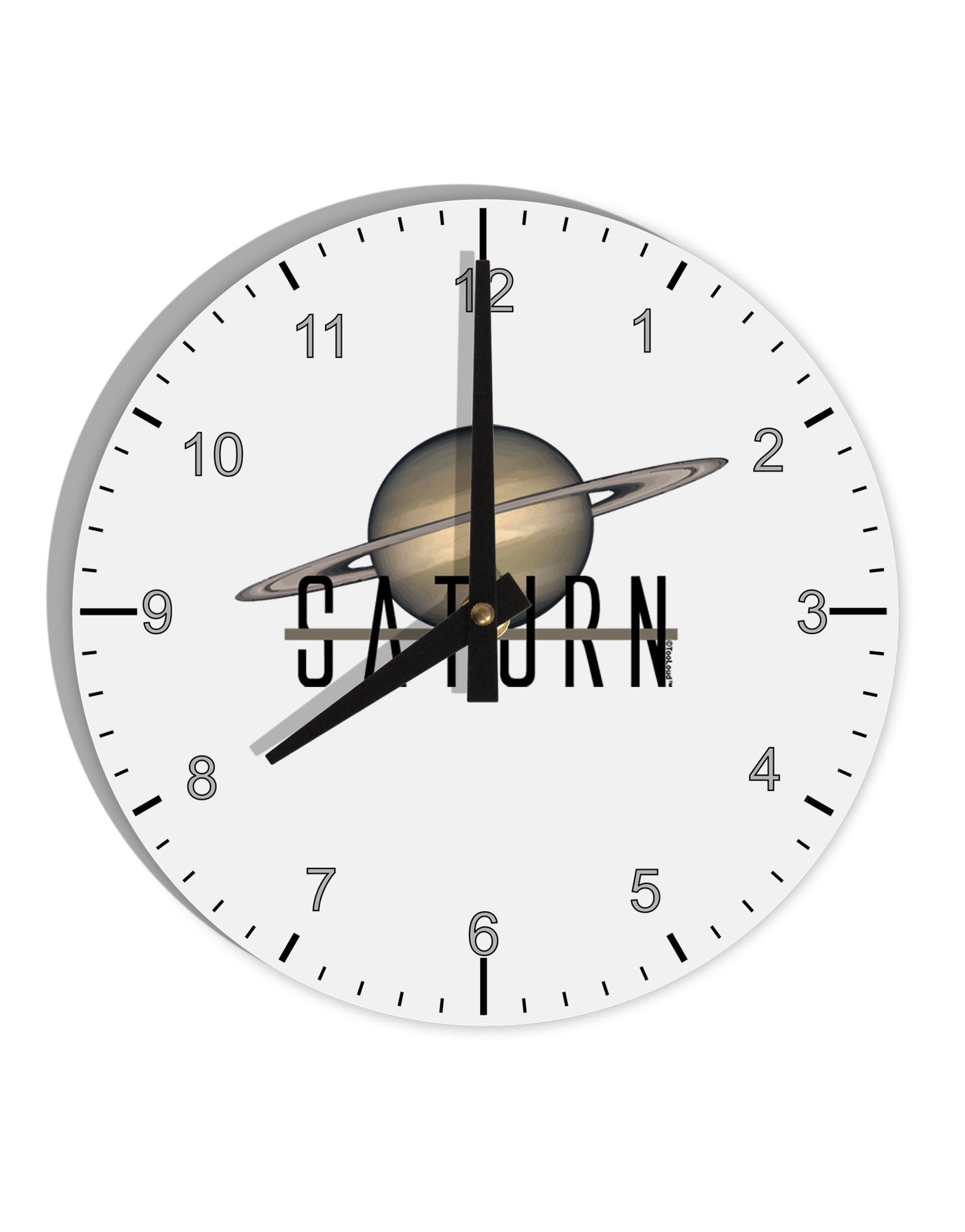 Planet Saturn Text 10 InchRound Wall Clock with Numbers by TooLoud-Wall Clock-TooLoud-White-Davson Sales