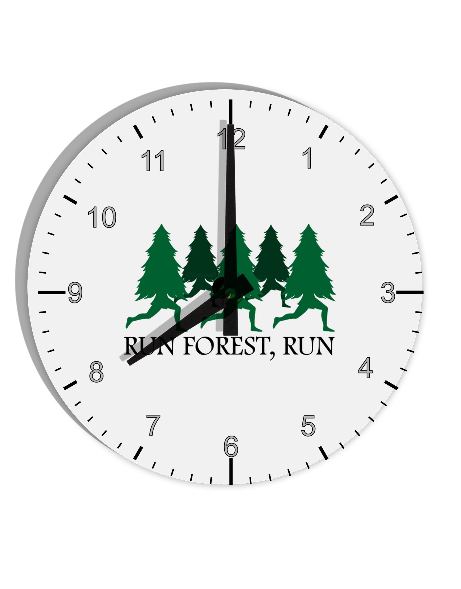 Run Forest Run Funny 10 InchRound Wall Clock with Numbers by TooLoud-Wall Clock-TooLoud-White-Davson Sales