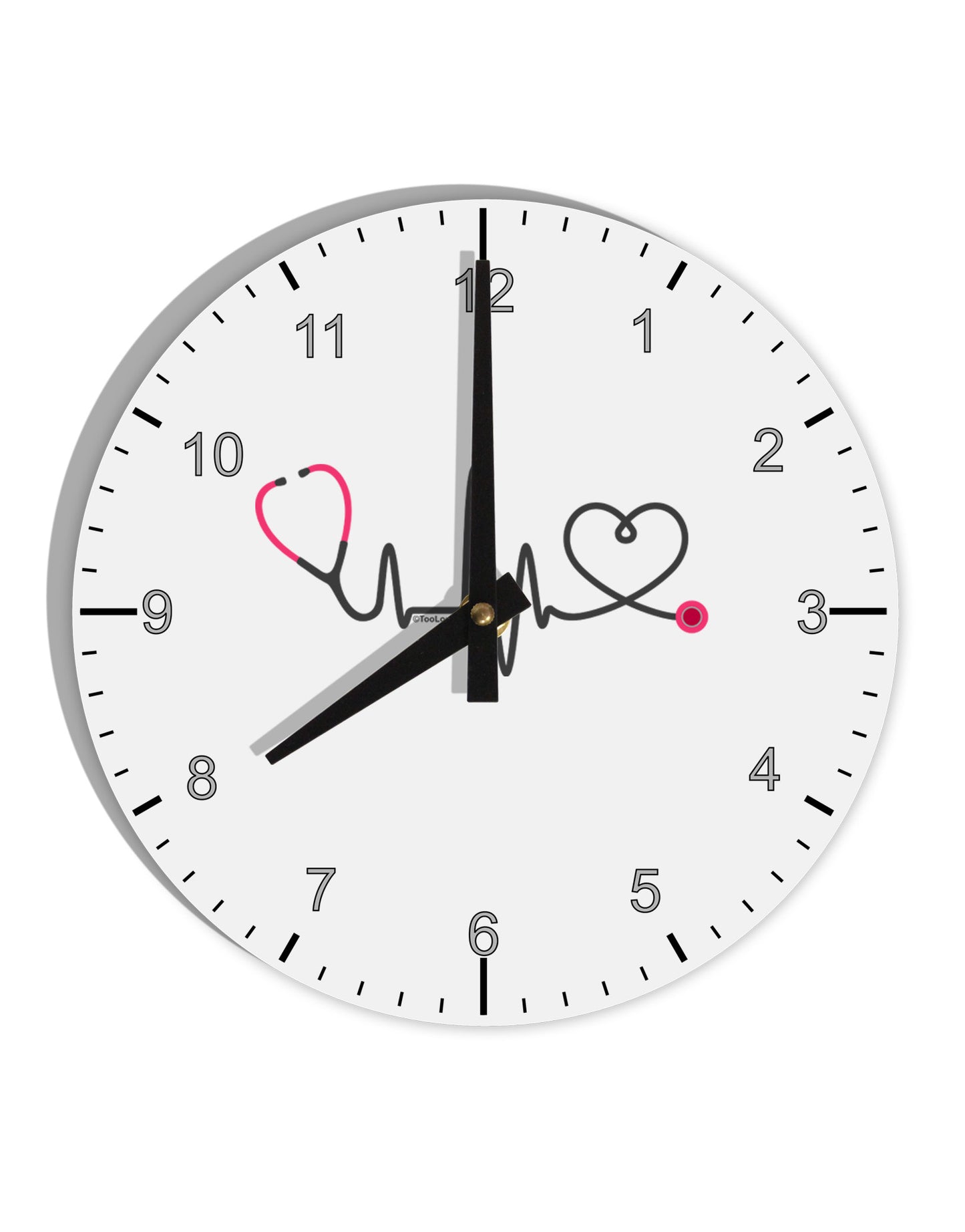 Stethoscope Heartbeat 10 InchRound Wall Clock with Numbers-Wall Clock-TooLoud-White-Davson Sales