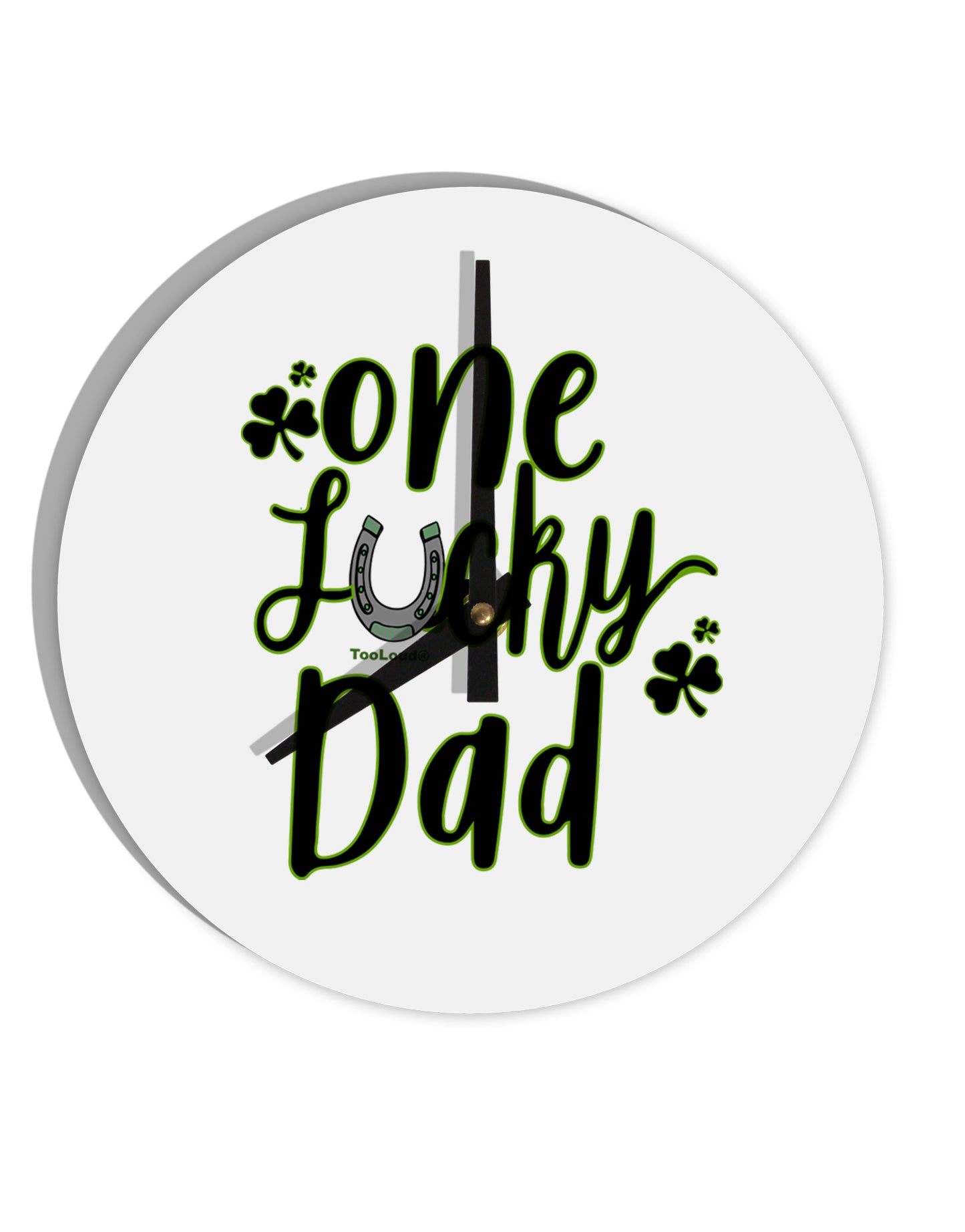 TooLoud One Lucky Dad Shamrock 10 Inch Round Wall Clock-Wall Clock-TooLoud-Davson Sales