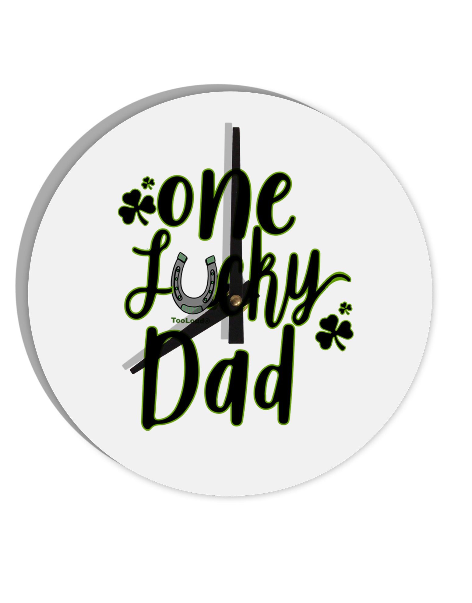 TooLoud One Lucky Dad Shamrock 10 Inch Round Wall Clock-Wall Clock-TooLoud-Davson Sales