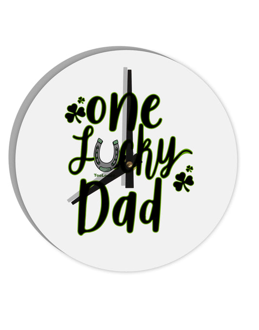 TooLoud One Lucky Dad Shamrock 10 Inch Round Wall Clock-Wall Clock-TooLoud-Davson Sales