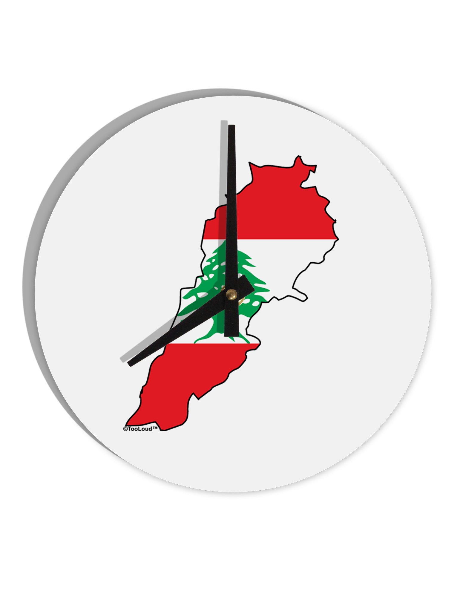 Lebanon Flag Silhouette 10 InchRound Wall Clock-Wall Clock-TooLoud-White-Davson Sales