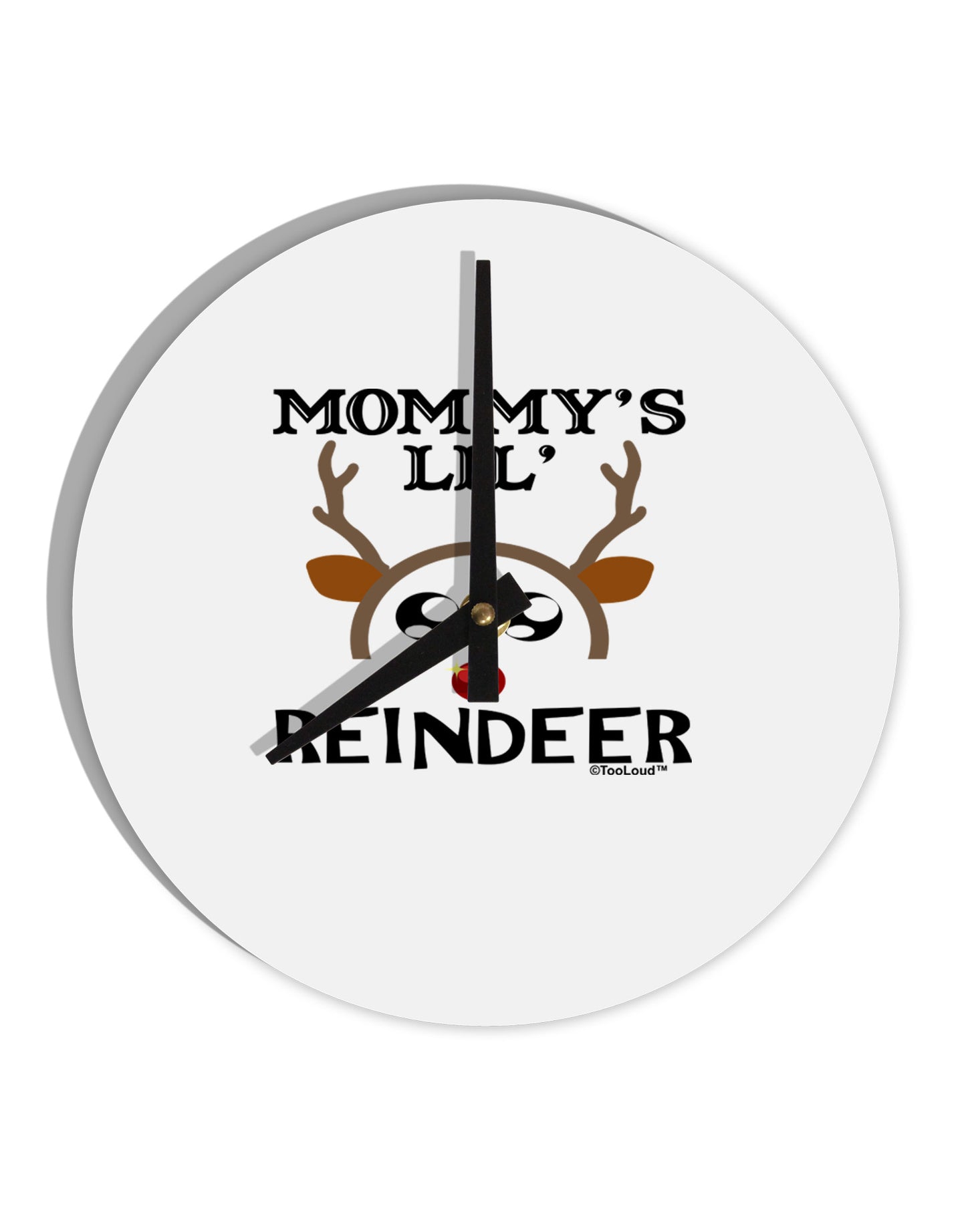 Mommy's Lil Reindeer Boy 10 InchRound Wall Clock-Wall Clock-TooLoud-White-Davson Sales
