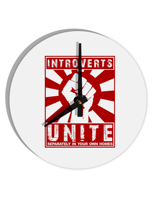 Introverts Unite Funny 10 InchRound Wall Clock by TooLoud-Wall Clock-TooLoud-White-Davson Sales