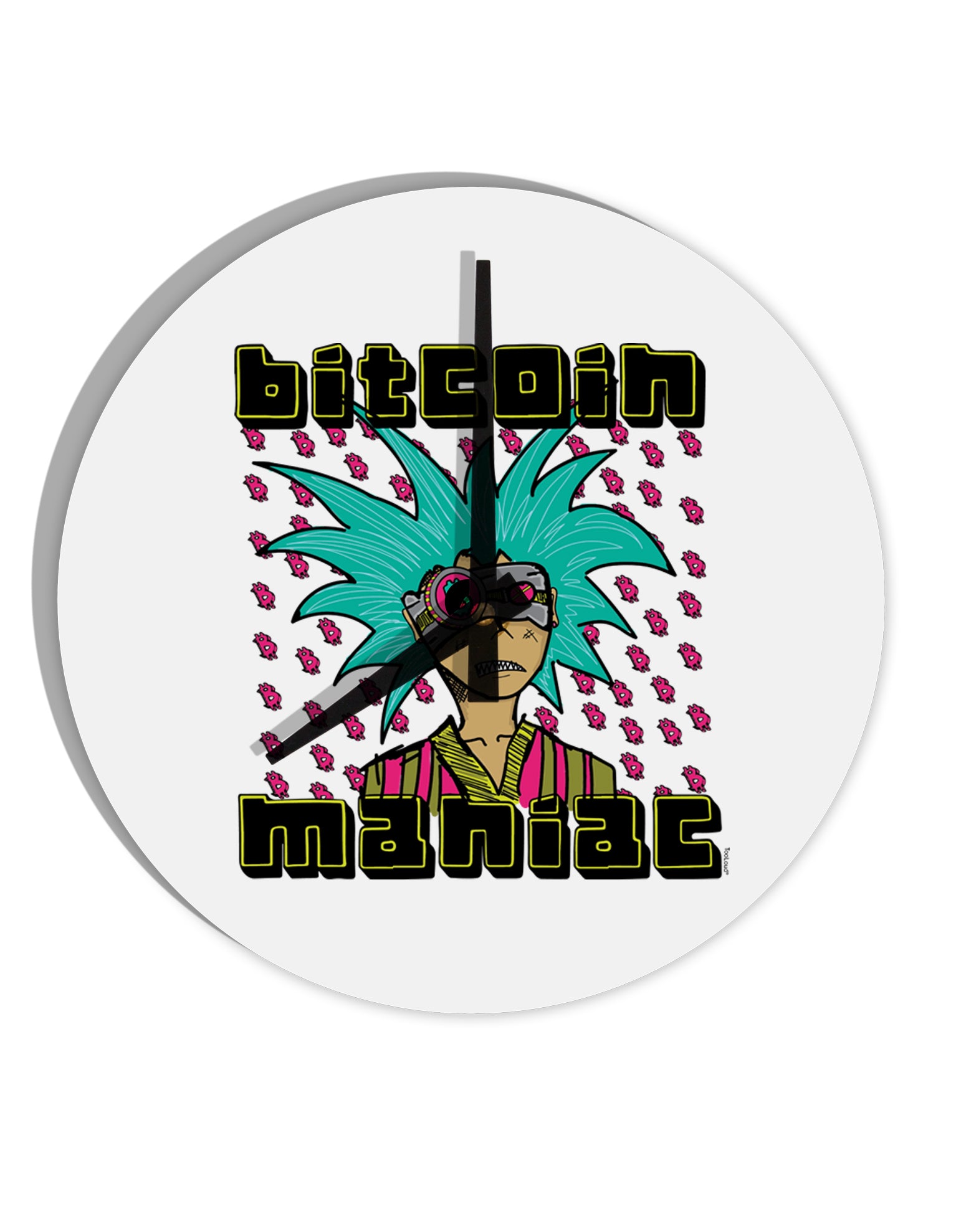 TooLoud Bitcoin Maniac Crypto 10 Inch Round Wall Clock-Wall Clock-TooLoud-Davson Sales