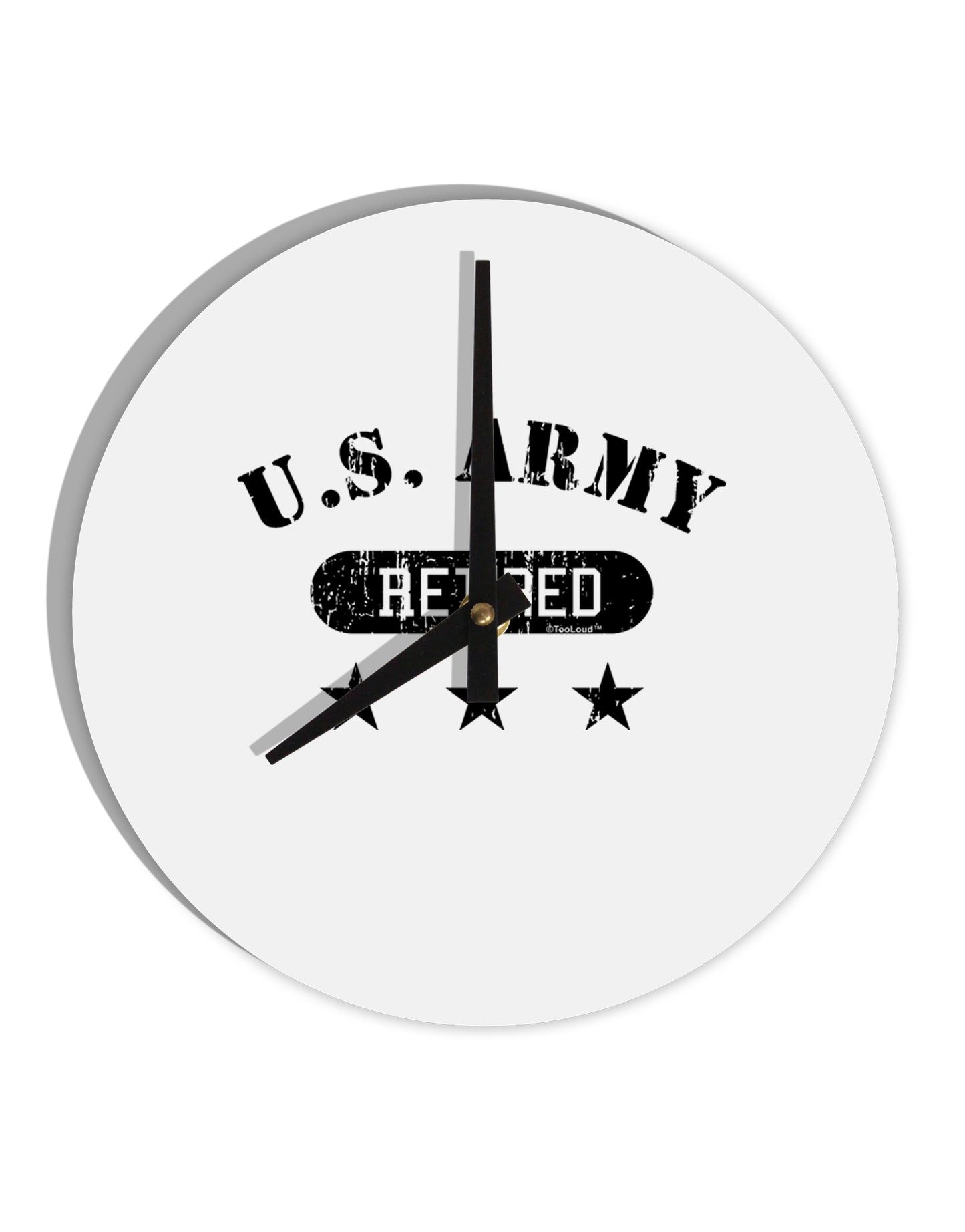 Retired Army 10 InchRound Wall Clock by TooLoud-Wall Clock-TooLoud-White-Davson Sales