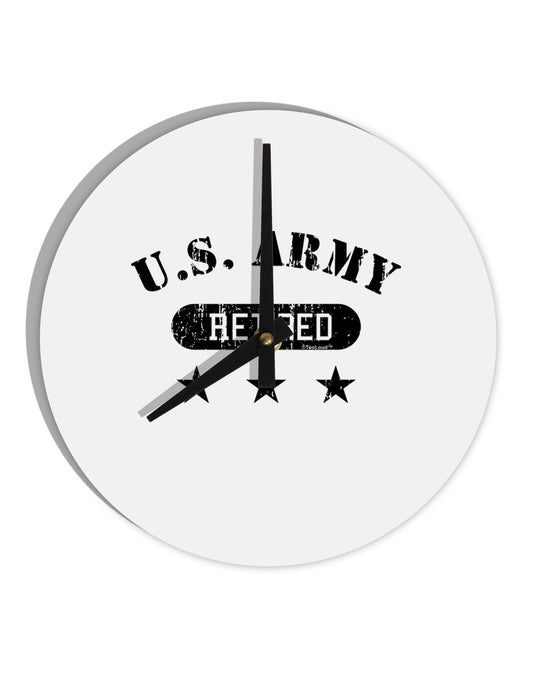 Retired Army 10 InchRound Wall Clock by TooLoud-Wall Clock-TooLoud-White-Davson Sales