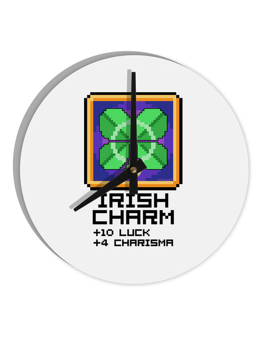 Pixel Irish Charm Item 10 InchRound Wall Clock-Wall Clock-TooLoud-White-Davson Sales