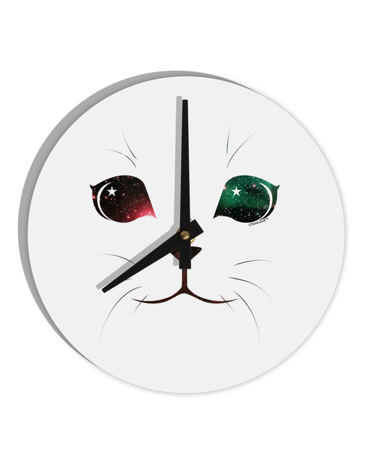 Adorable Space Cat 10 InchRound Wall Clock by TooLoud-Wall Clock-TooLoud-White-Davson Sales